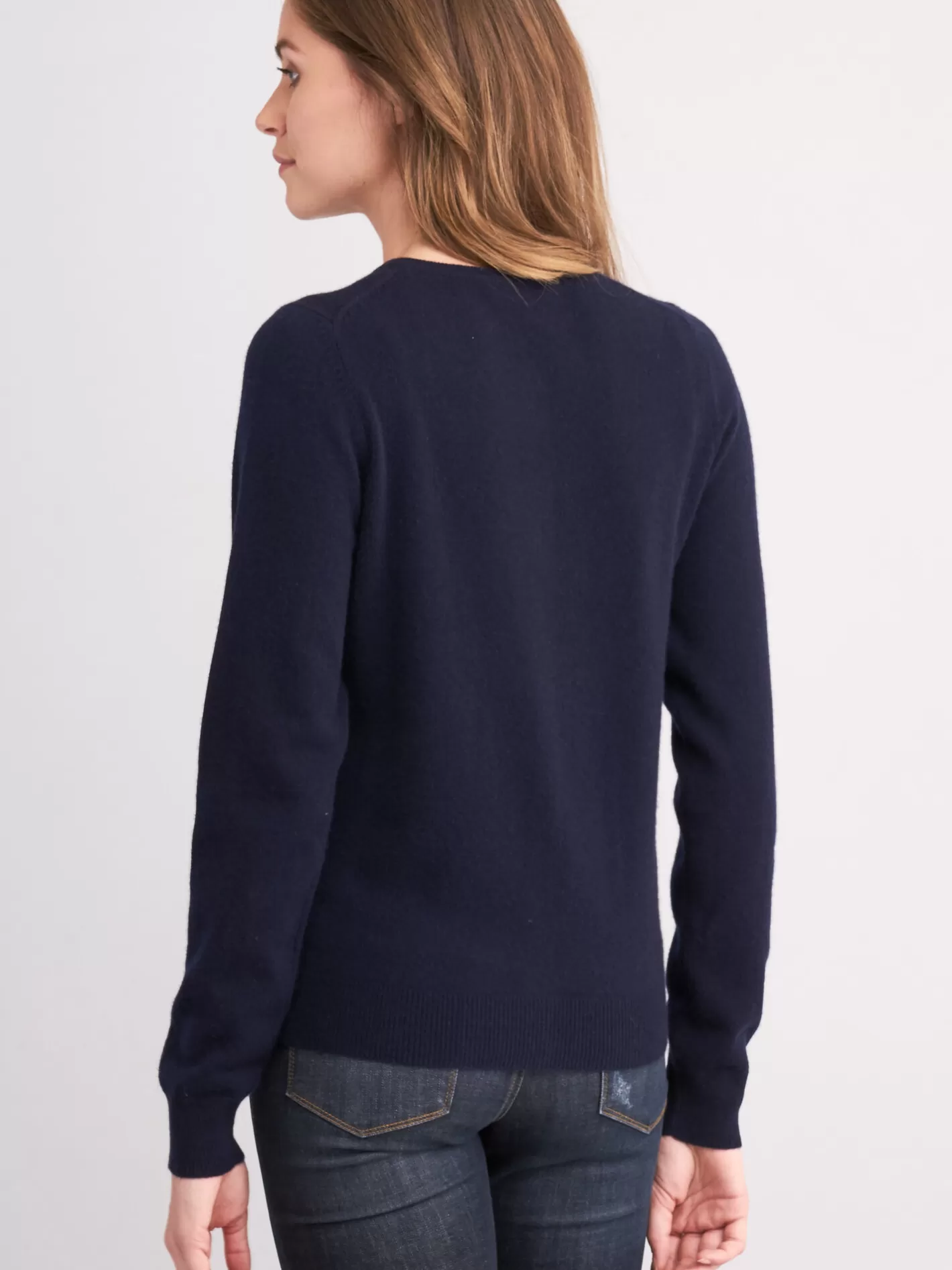 Cardigans<REPEAT cashmere Basic Cashmere Cardigan With Round Neck Navy