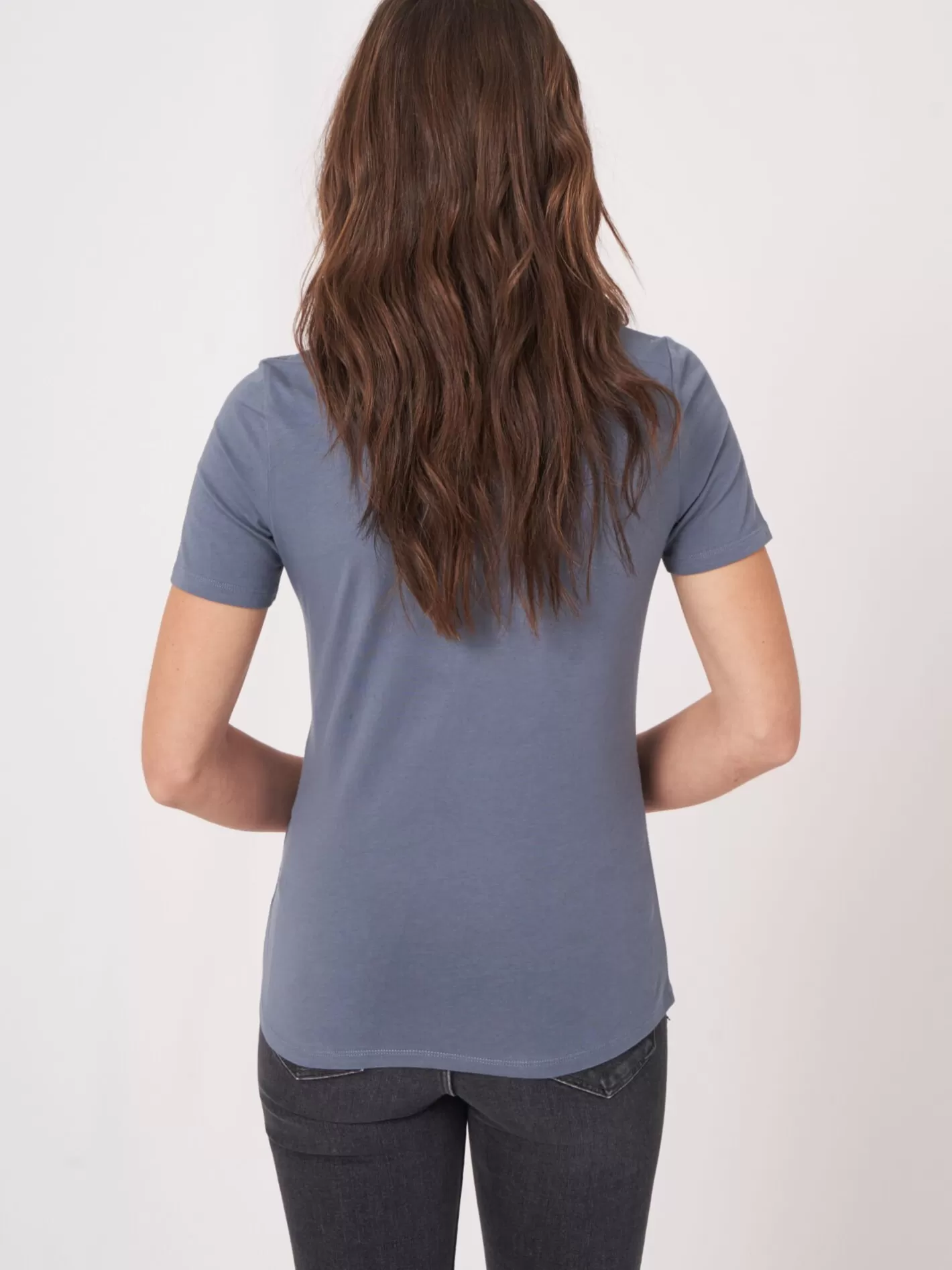 Tops<REPEAT cashmere Basic Cotton Crew Neck T-Shirt Denim