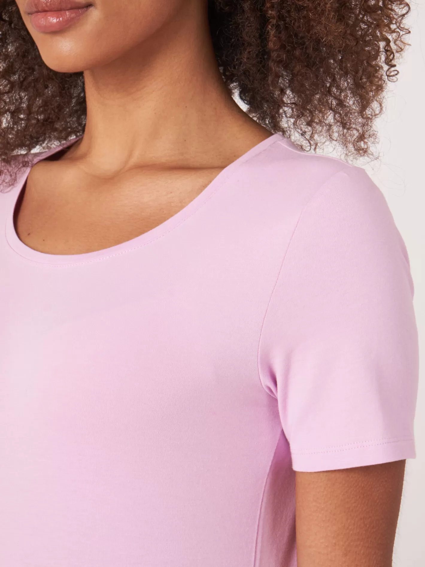 Tops<REPEAT cashmere Basic Cotton Crew Neck T-Shirt Orchid