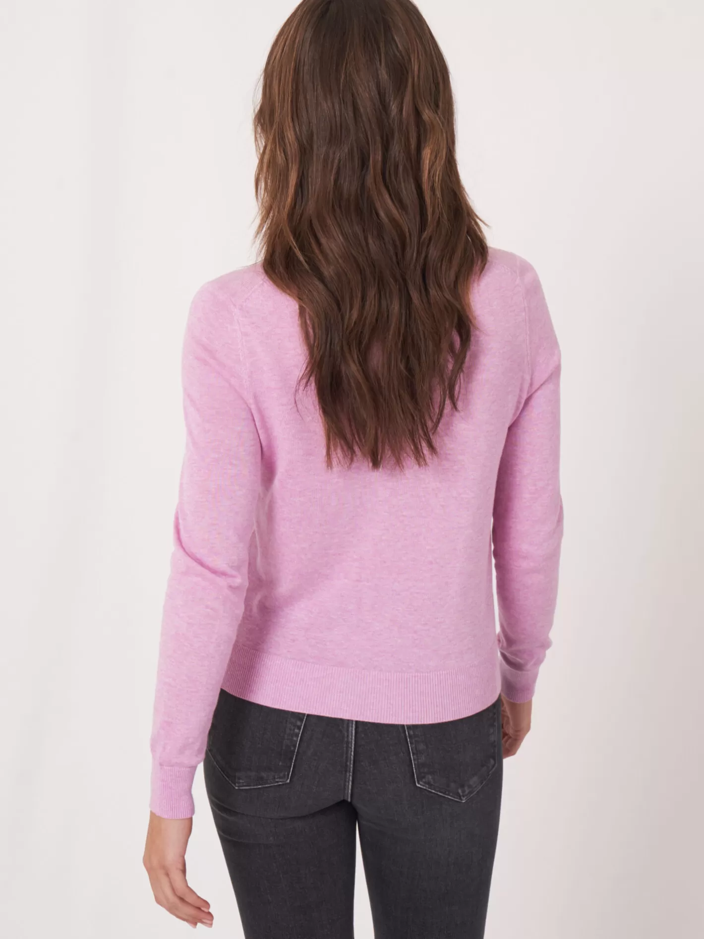 Cardigans<REPEAT cashmere Basic Fine Knit Cardigan In Organic Cotton Blend Orchid