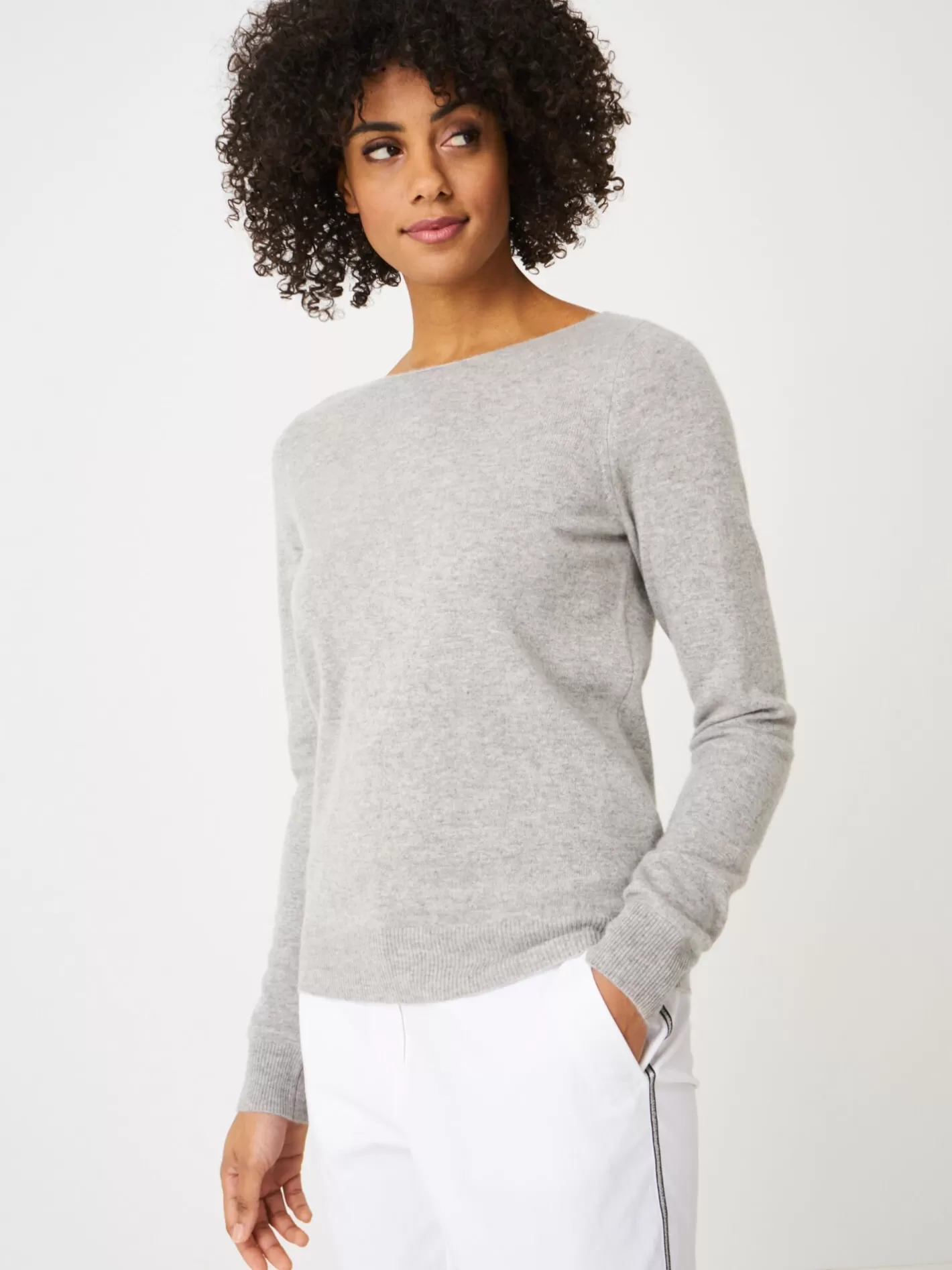 Organic Cashmere<REPEAT cashmere Basic Organic Cashmere Boat Neck Jumper Silver Grey