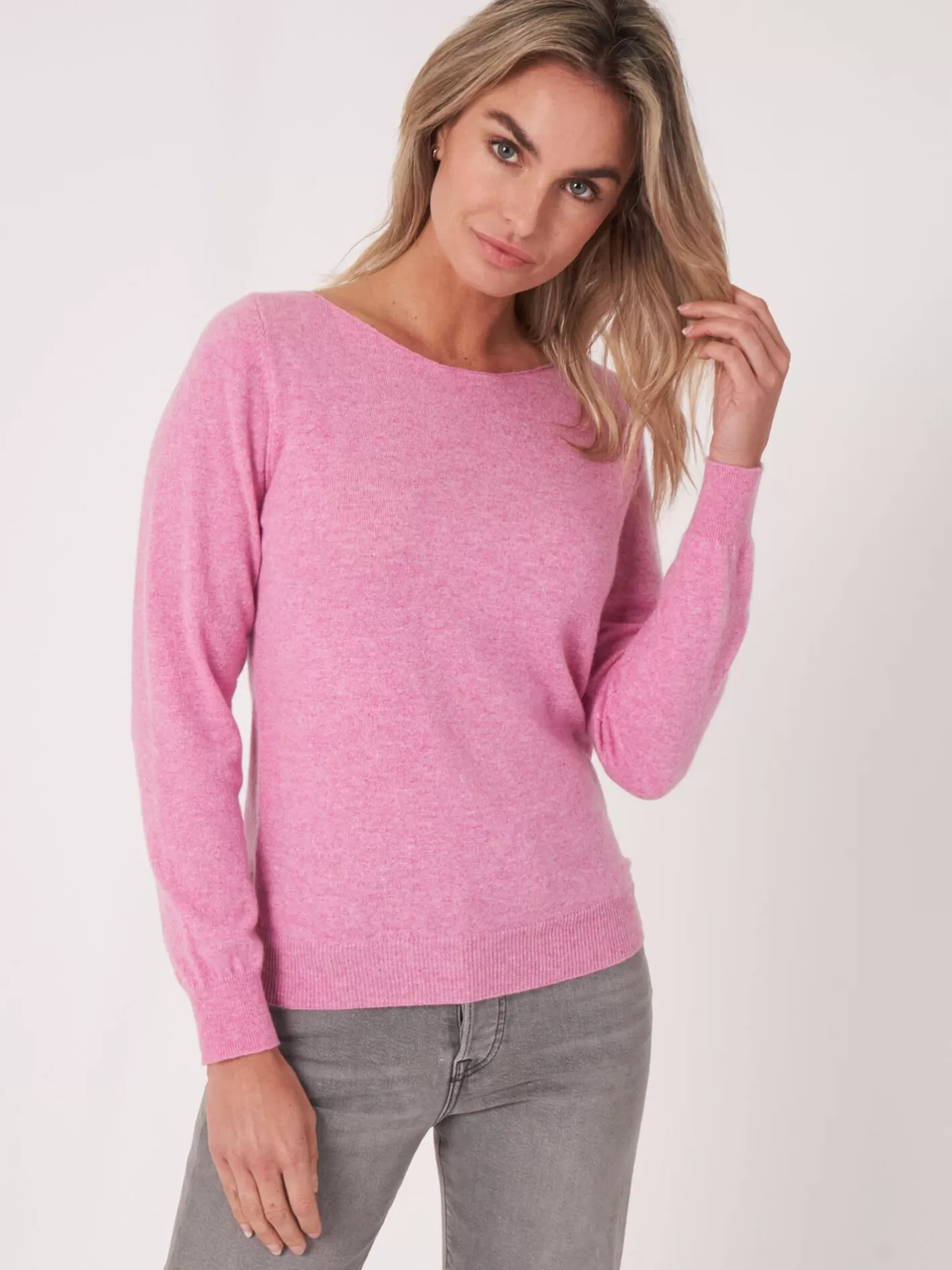 Organic Cashmere<REPEAT cashmere Basic Organic Cashmere Boat Neck Jumper Blossom