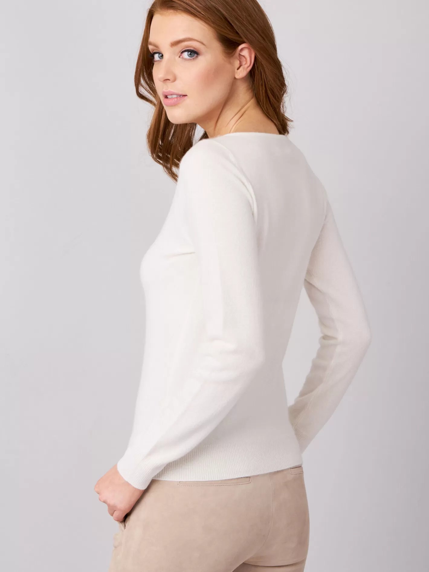 Organic Cashmere<REPEAT cashmere Basic Organic Cashmere Boat Neck Jumper Cream