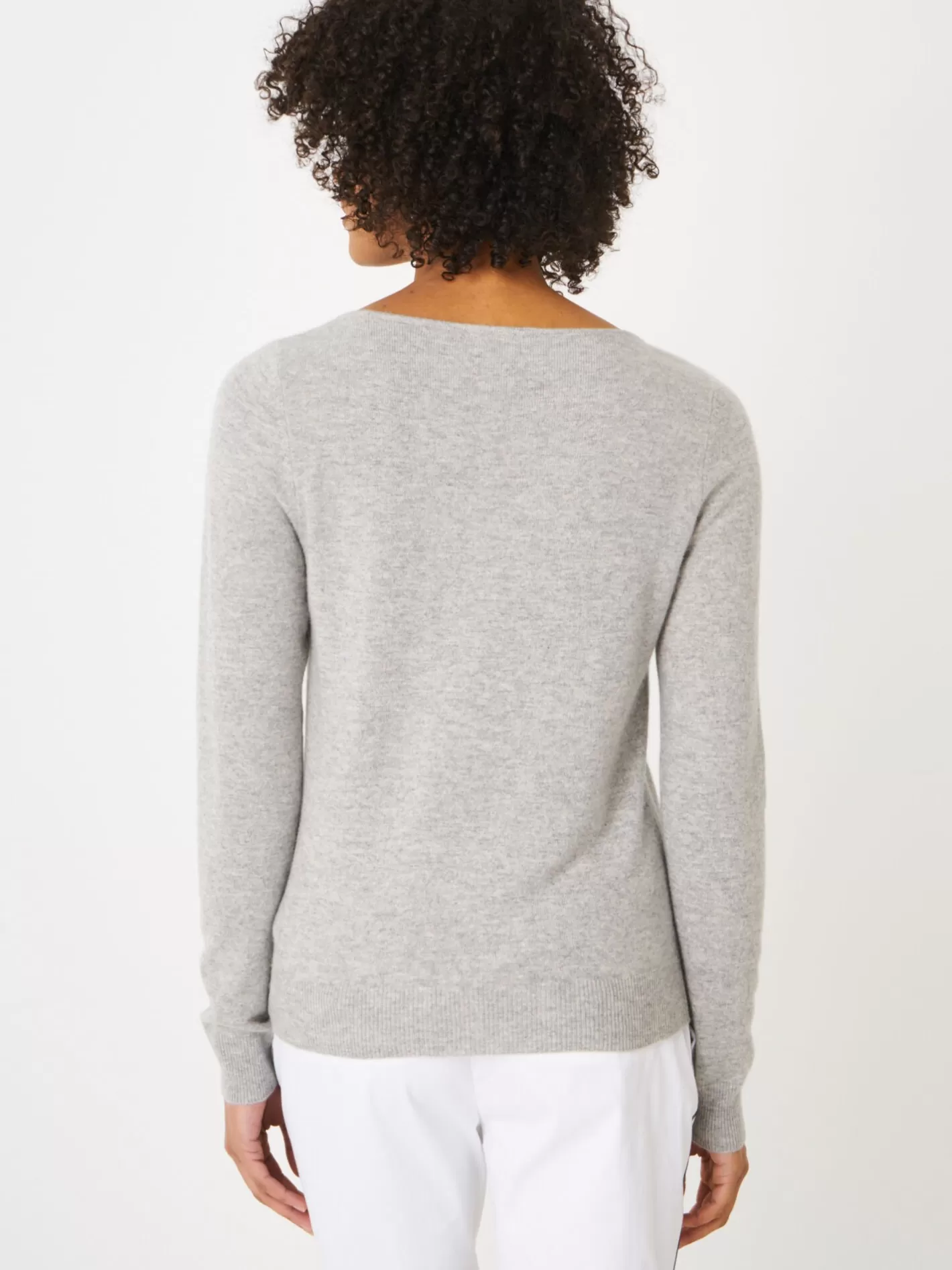 Organic Cashmere<REPEAT cashmere Basic Organic Cashmere Boat Neck Jumper Silver Grey