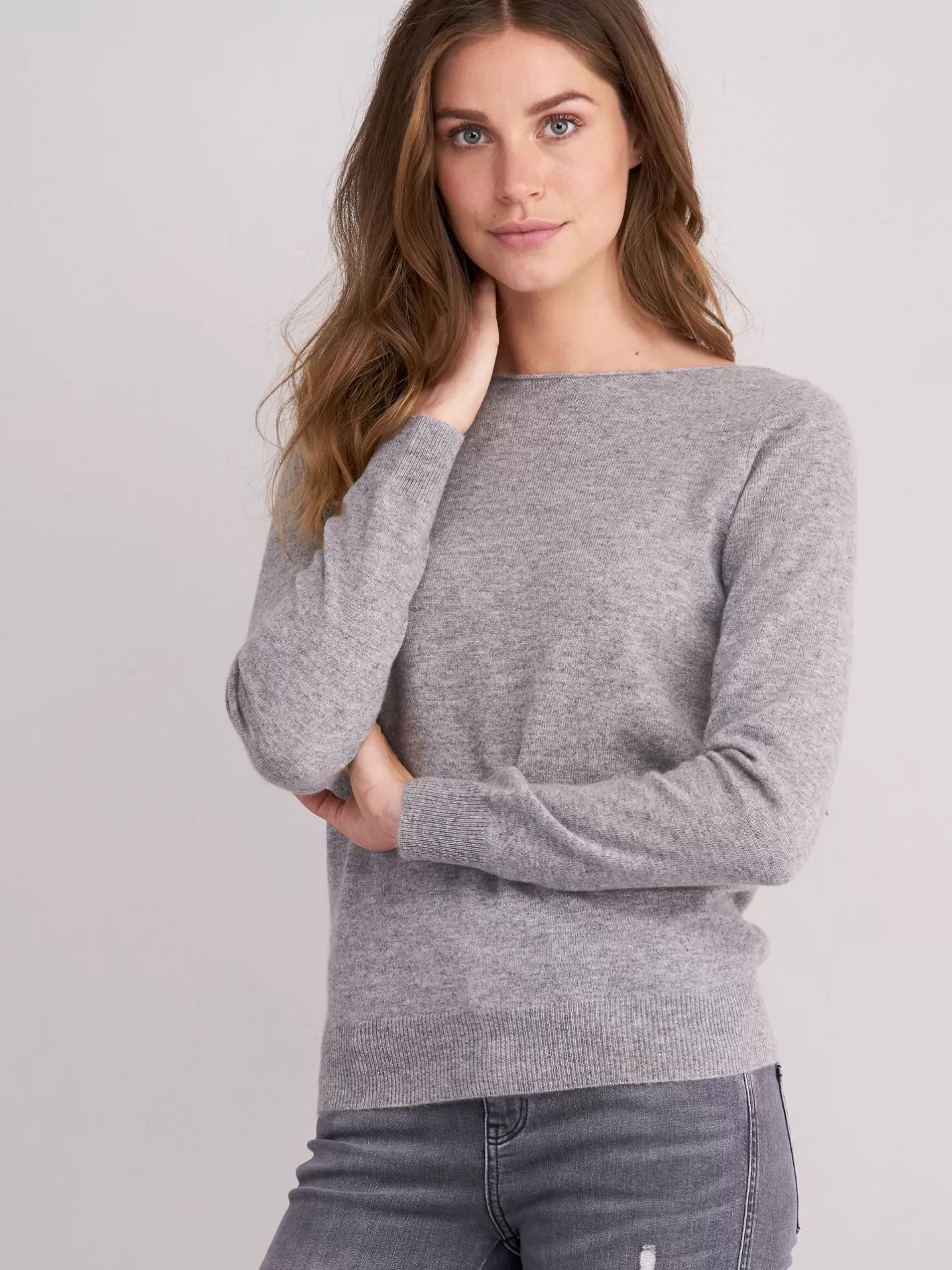 Repeats Favorites<REPEAT cashmere Basic Organic Cashmere Boat Neck Jumper Light Grey