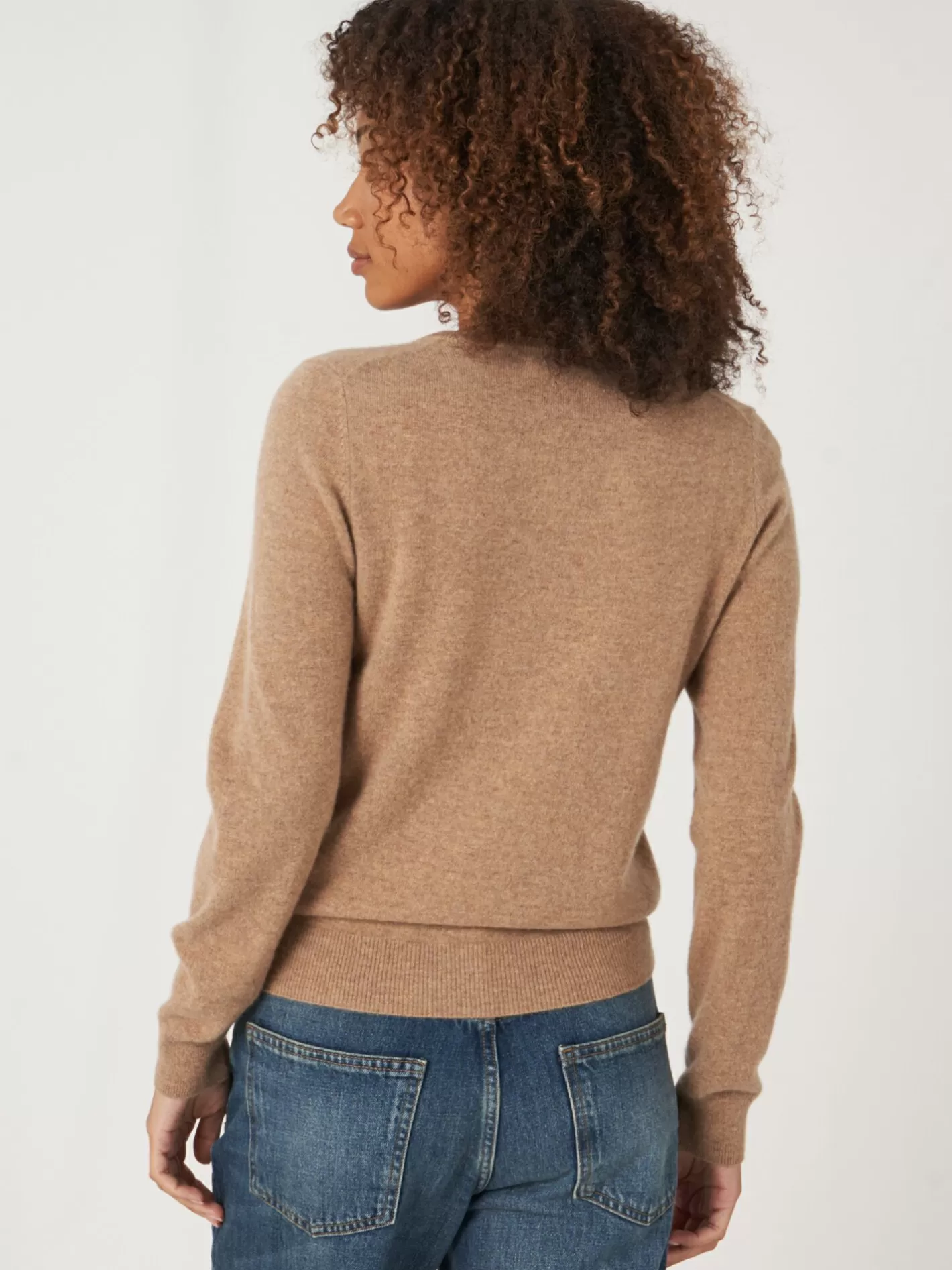 Cardigans<REPEAT cashmere Basic Organic Cashmere Cardigan With Round Neck Camel