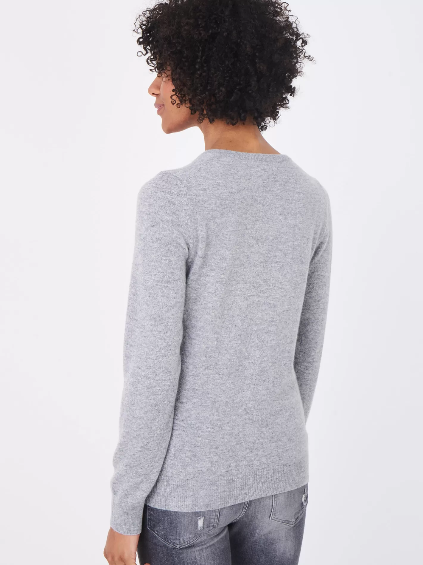 Organic Cashmere<REPEAT cashmere Basic Organic Cashmere Cardigan With Round Neck Light Grey