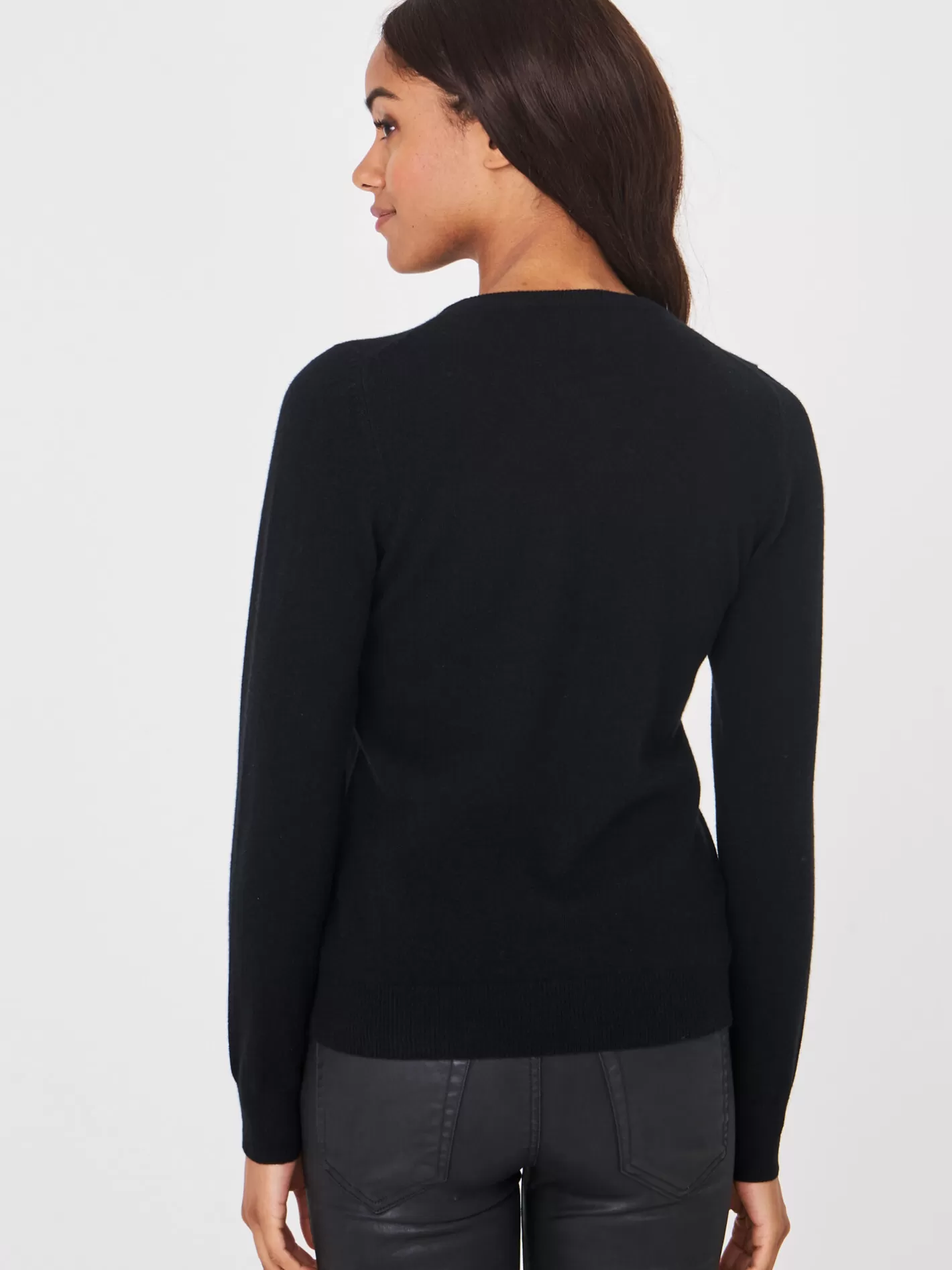 Organic Cashmere<REPEAT cashmere Basic Organic Cashmere Cardigan With Round Neck Black