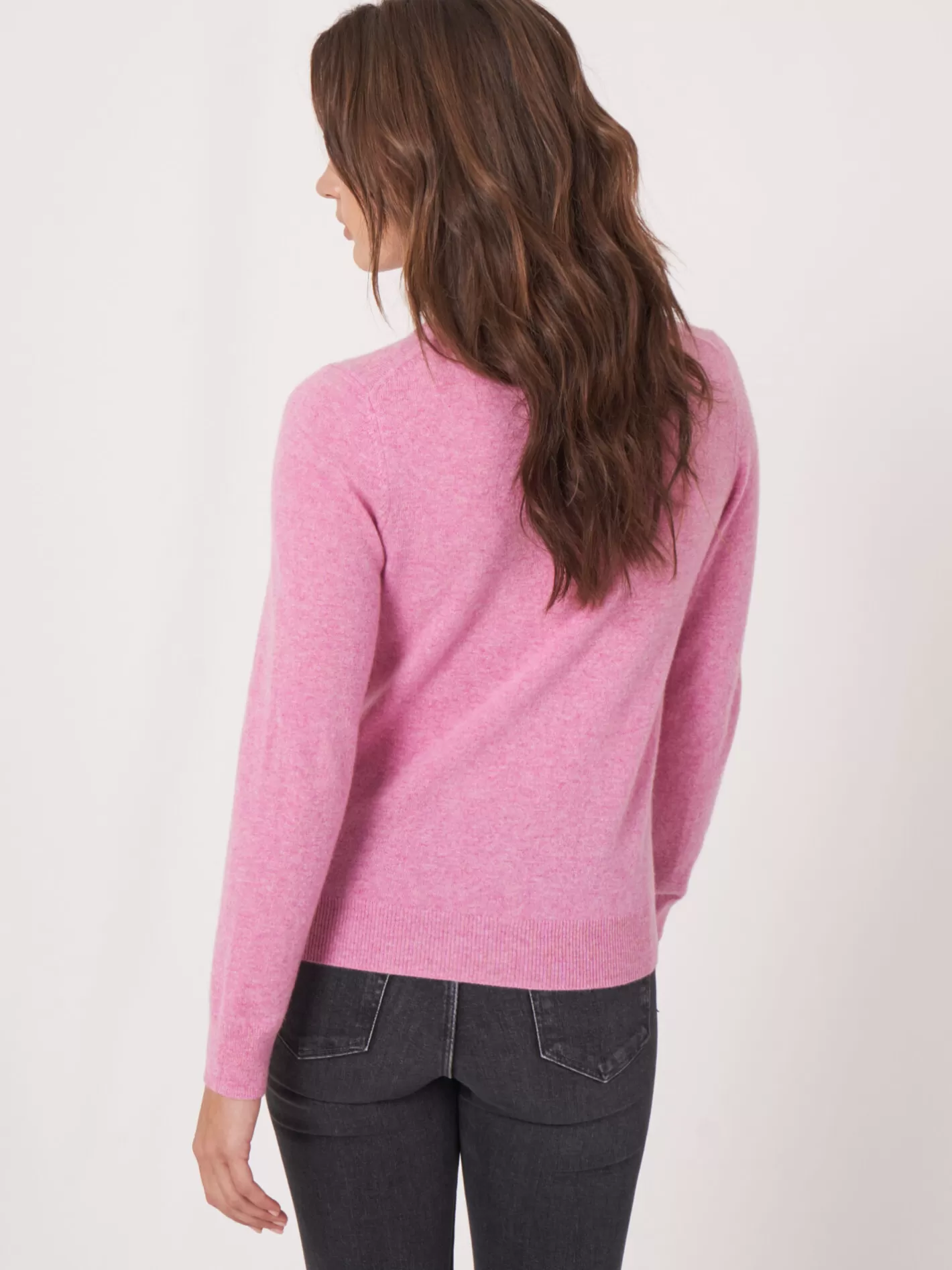 Organic Cashmere<REPEAT cashmere Basic Organic Cashmere Cardigan With Round Neck Blossom