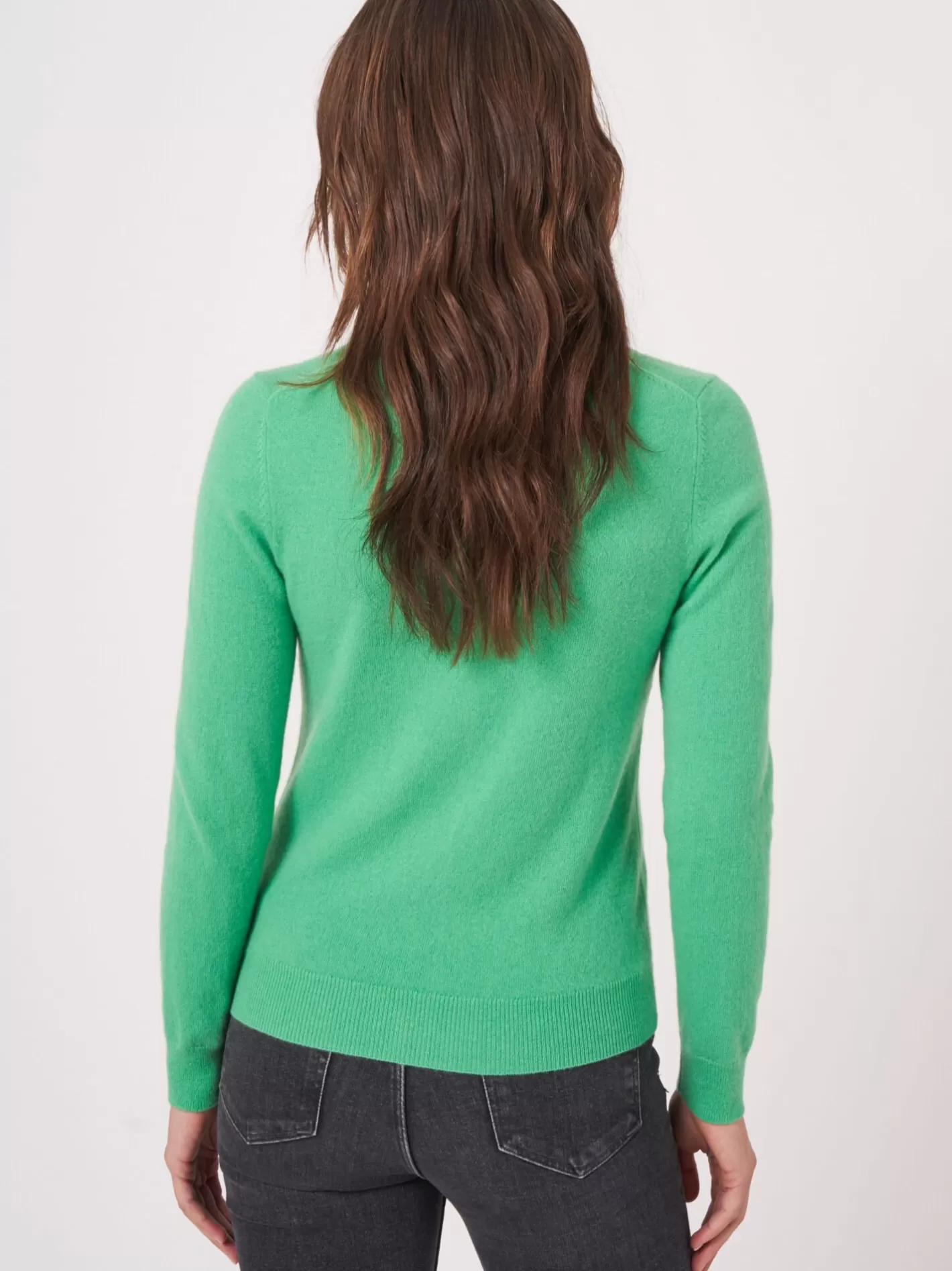 Organic Cashmere<REPEAT cashmere Basic Organic Cashmere Cardigan With Round Neck Basil