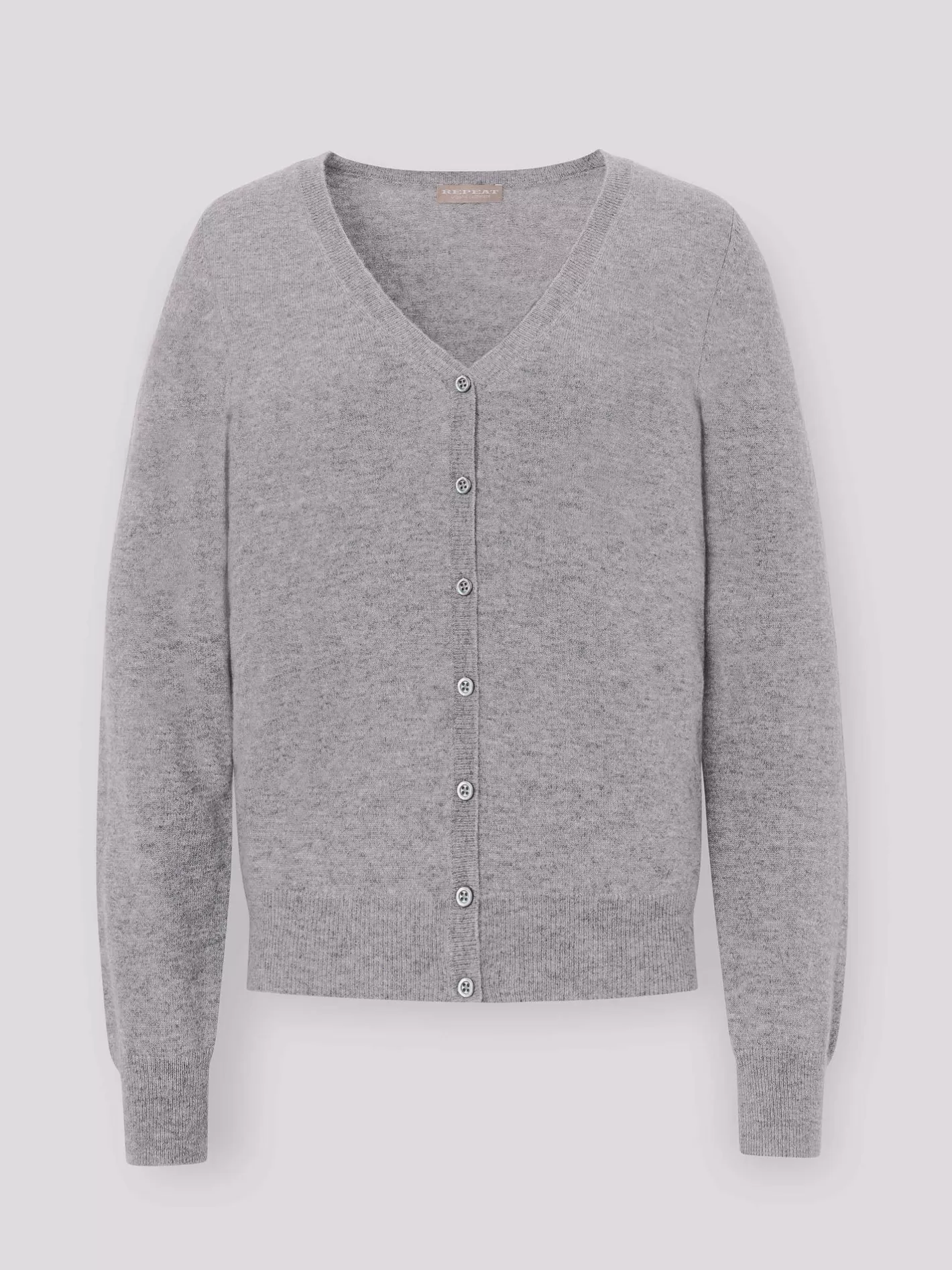 Organic Cashmere<REPEAT cashmere Basic Organic Cashmere Cardigan With V-Neck Light Grey