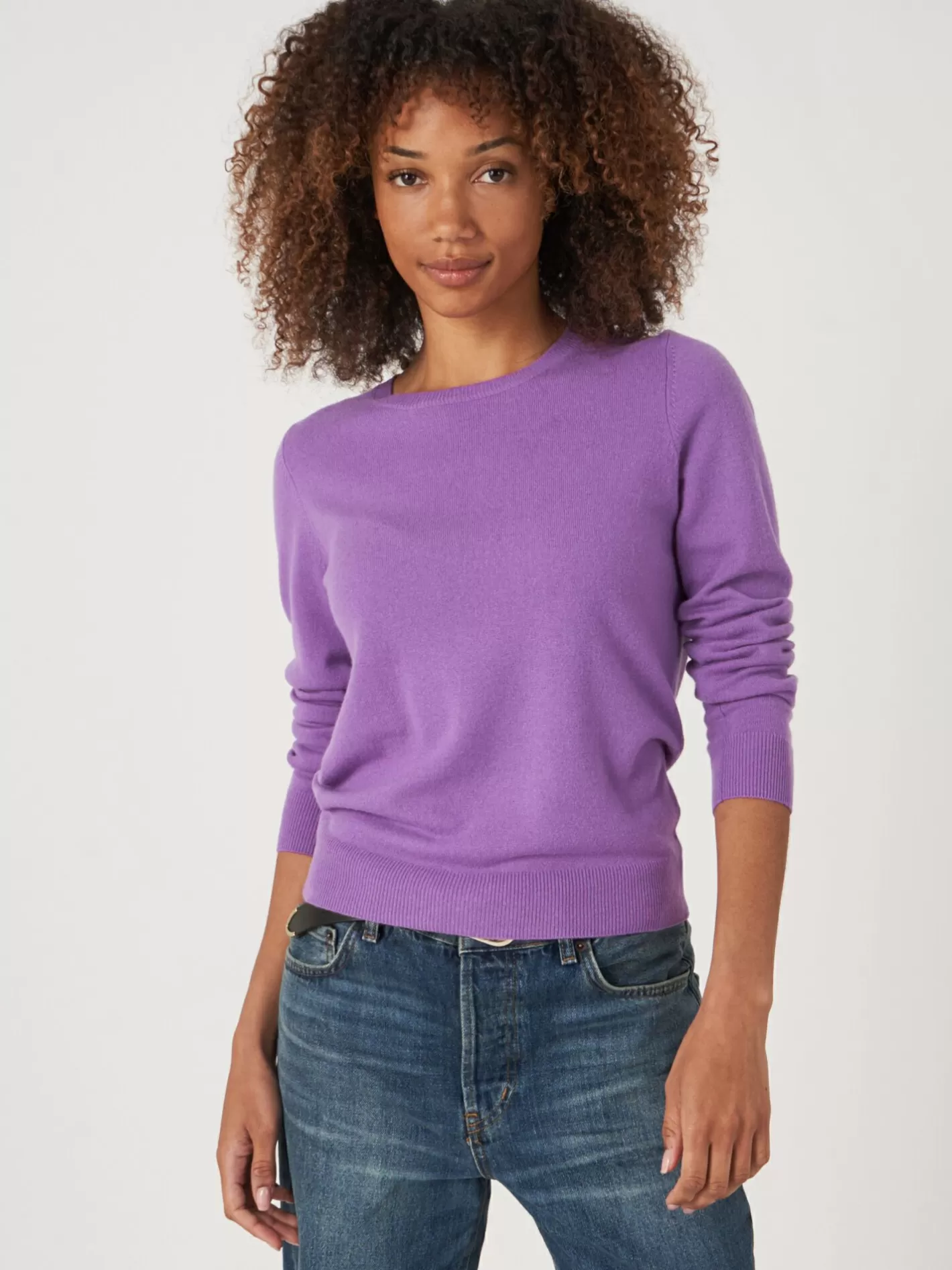 Sweaters<REPEAT cashmere Basic Organic Cashmere Sweater With Round Neckline Lilac