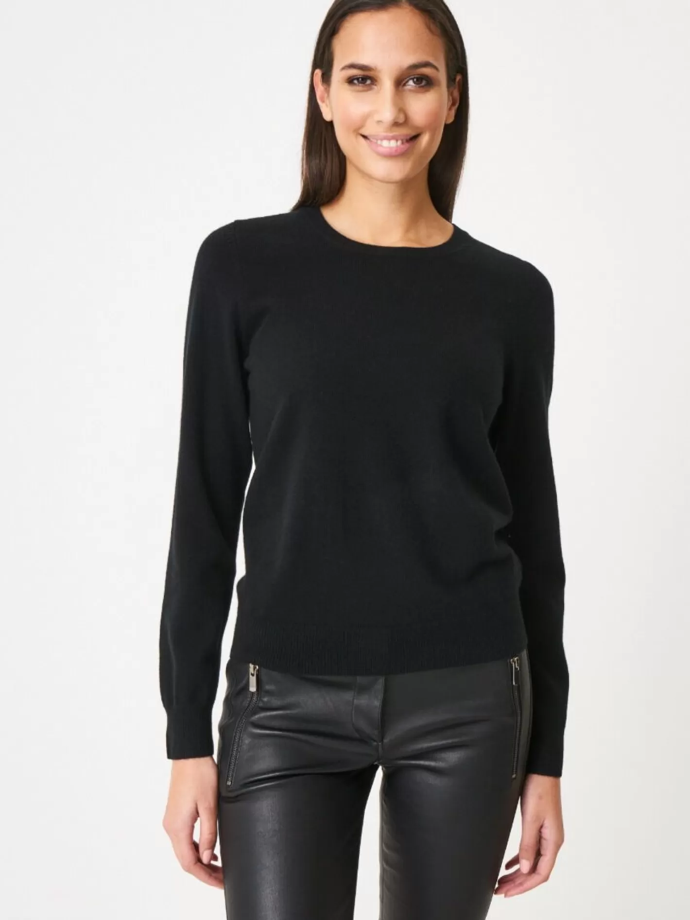 Organic Cashmere<REPEAT cashmere Basic Organic Cashmere Sweater With Round Neckline Black