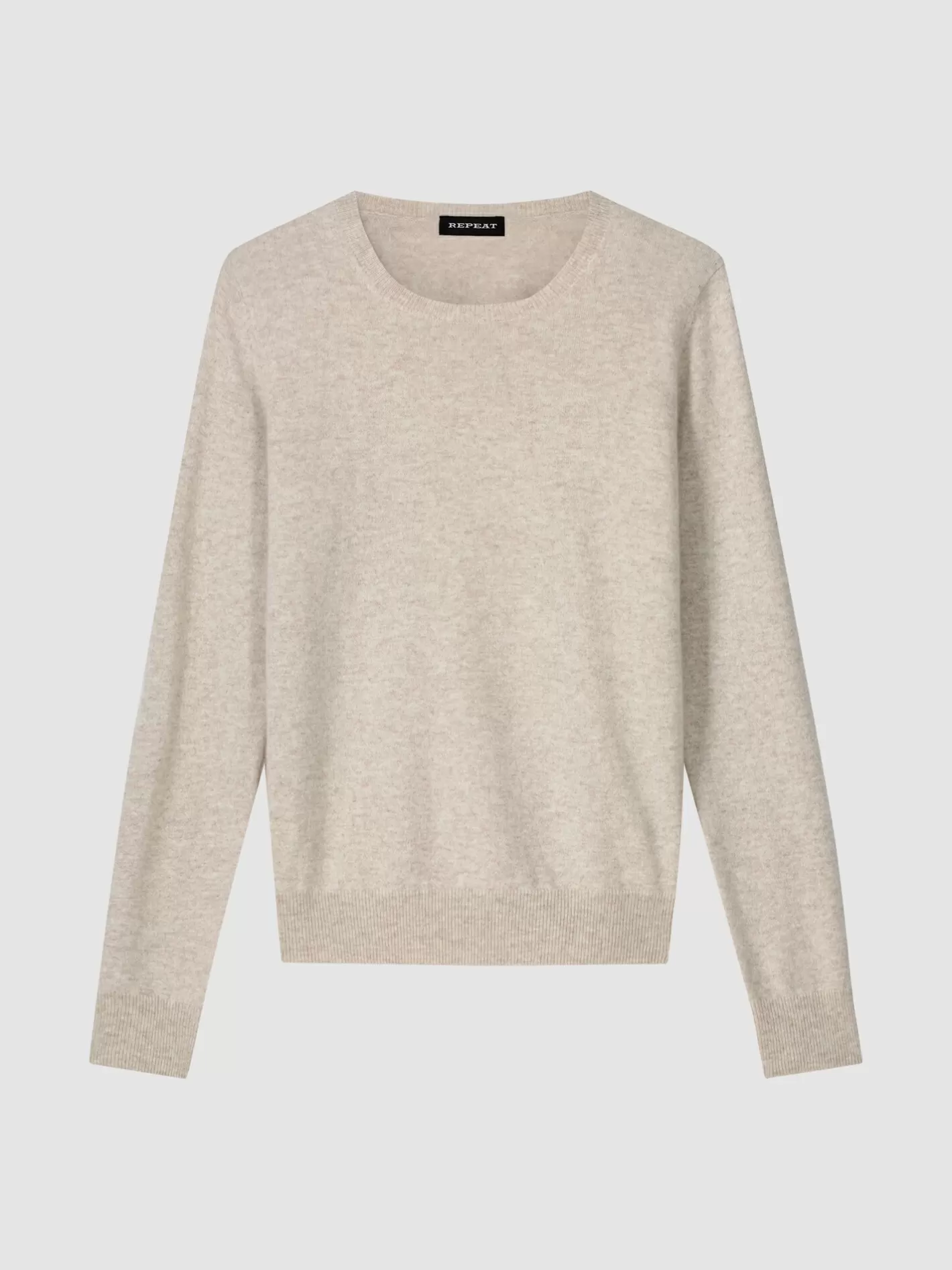 Sweaters<REPEAT cashmere Basic Organic Cashmere Sweater With Round Neckline Beige