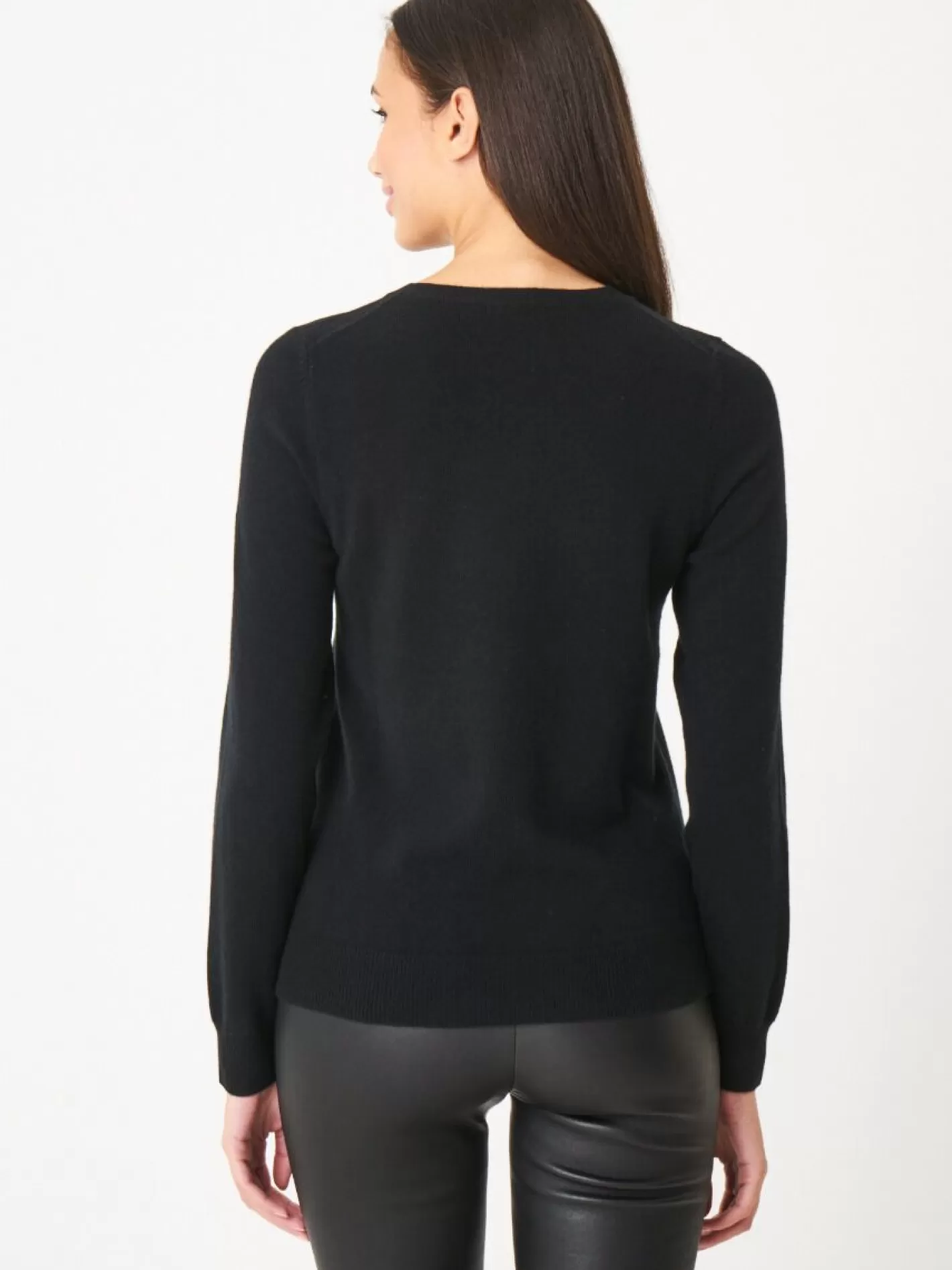 Organic Cashmere<REPEAT cashmere Basic Organic Cashmere Sweater With Round Neckline Black