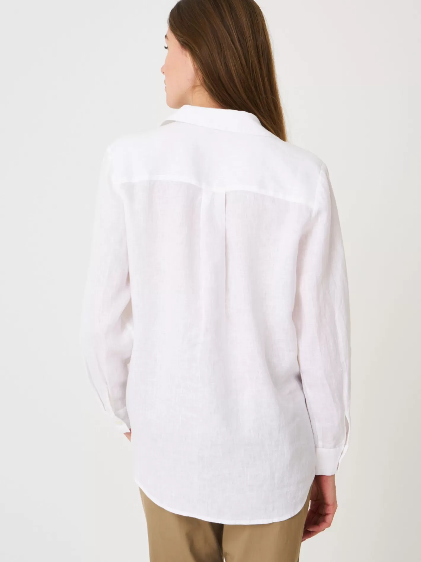 Blouses<REPEAT cashmere Basic Pure Linen Blouse With Breast Pockets White