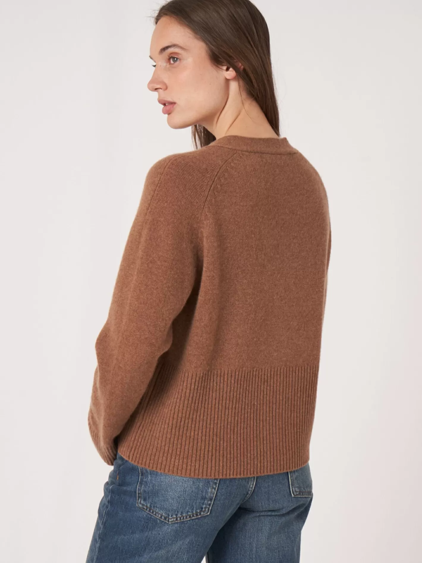 Cardigans<REPEAT cashmere Cashmere Cardigan With Ribbed V-Neck Hazel