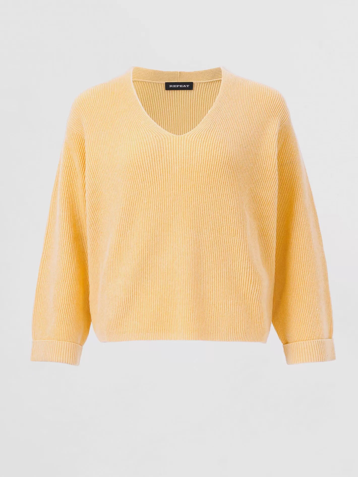 Sweaters<REPEAT cashmere Cashmere Cotton Blend Sweater With Fine Rib Texture Glow