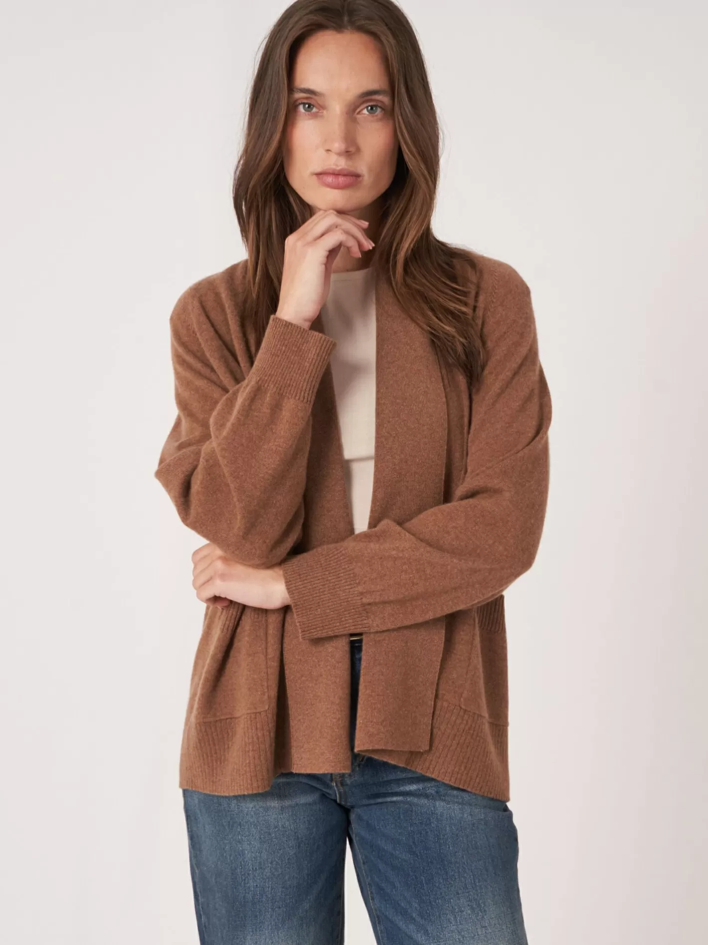 Cardigans<REPEAT cashmere Cashmere Open Shawl Collar Cardigan With Pockets Hazel