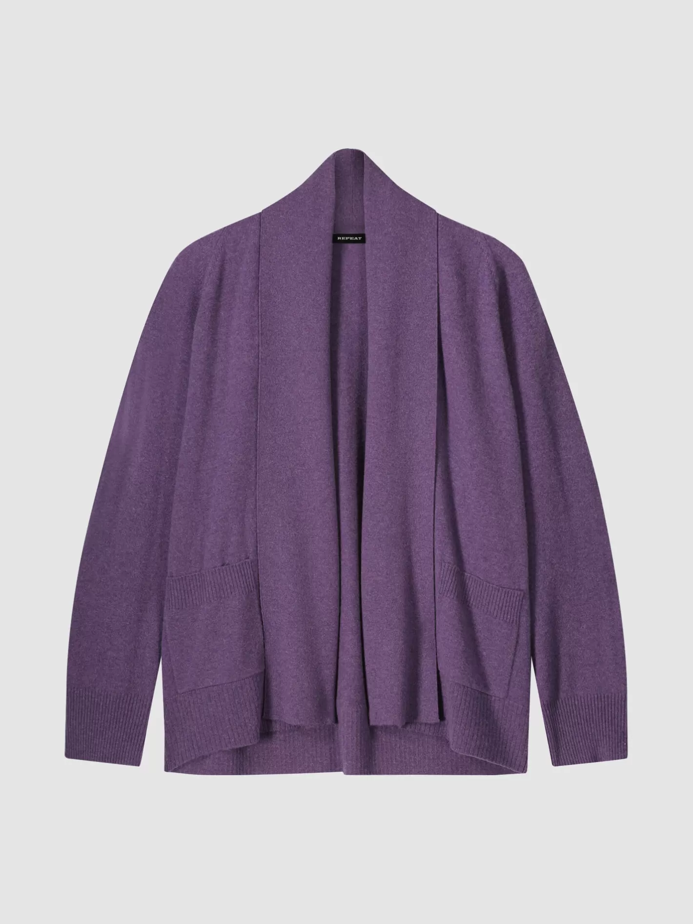 Cardigans<REPEAT cashmere Cashmere Open Shawl Collar Cardigan With Pockets Amethyst