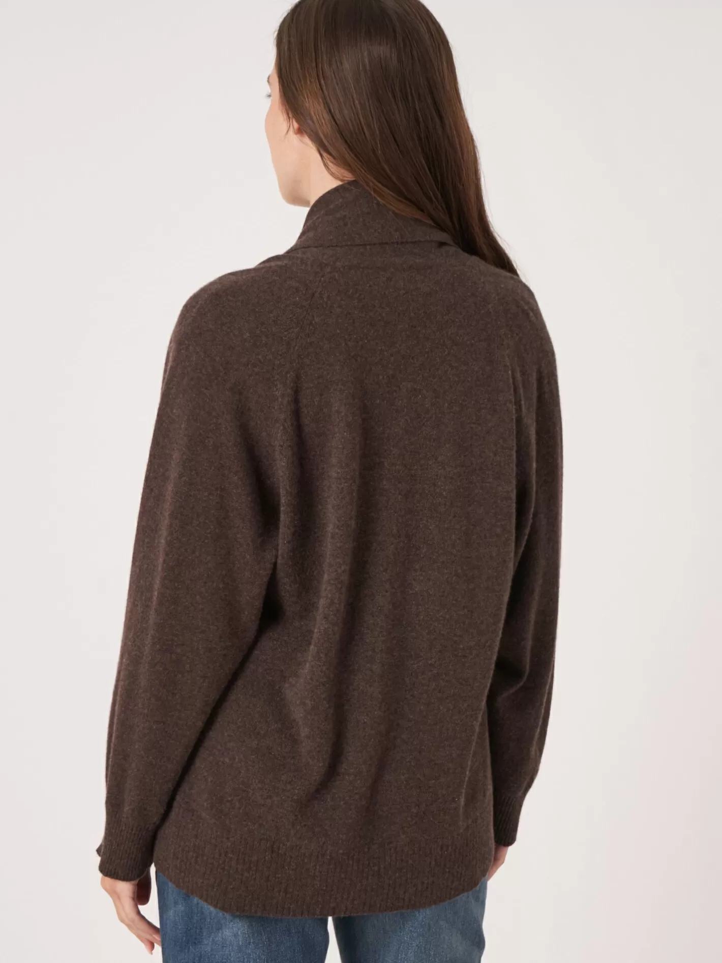 Cardigans<REPEAT cashmere Cashmere Open Shawl Collar Cardigan With Pockets Chocolate