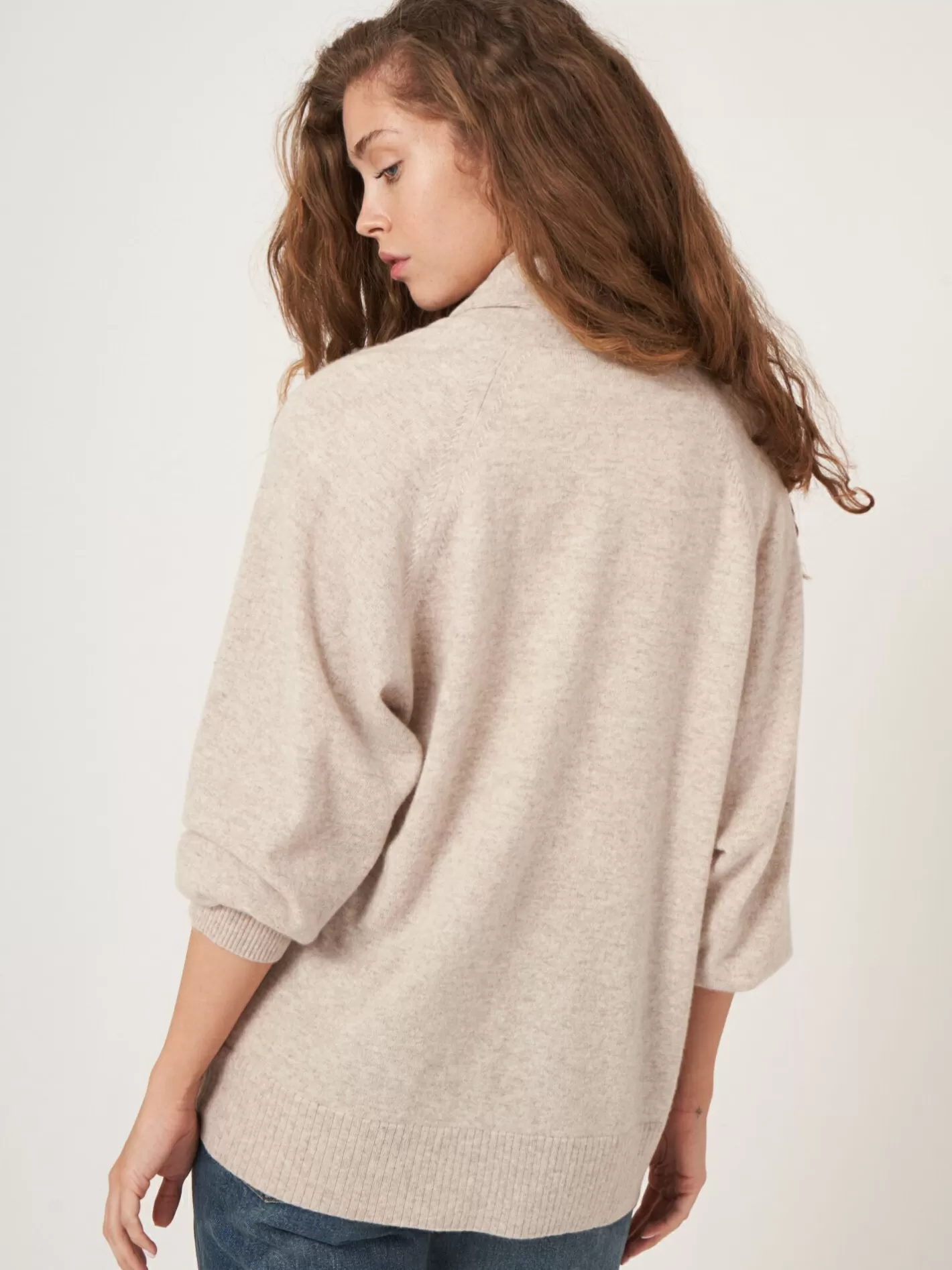 Cardigans<REPEAT cashmere Cashmere Open Shawl Collar Cardigan With Pockets Beige