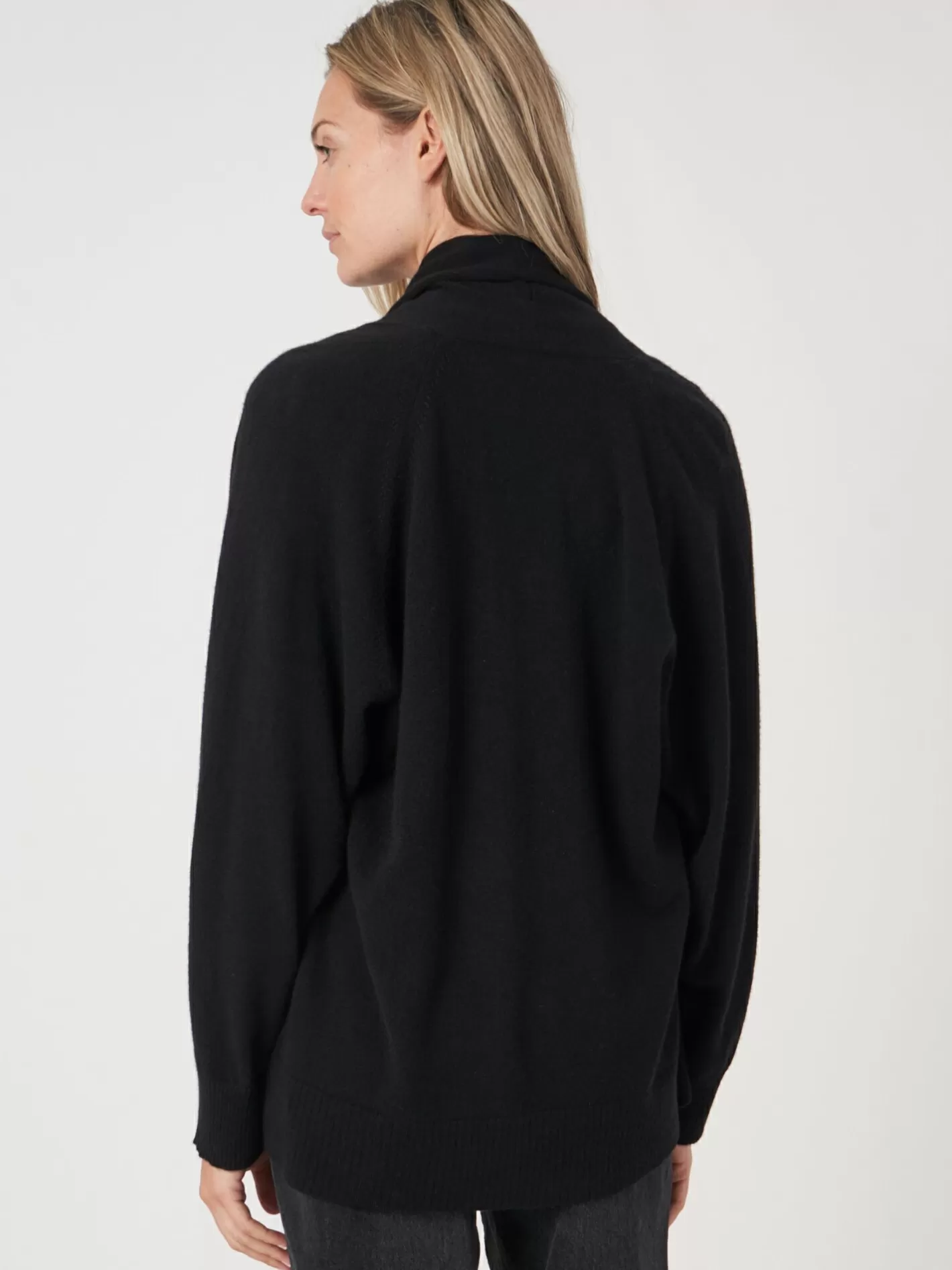 Cardigans<REPEAT cashmere Cashmere Open Shawl Collar Cardigan With Pockets Black