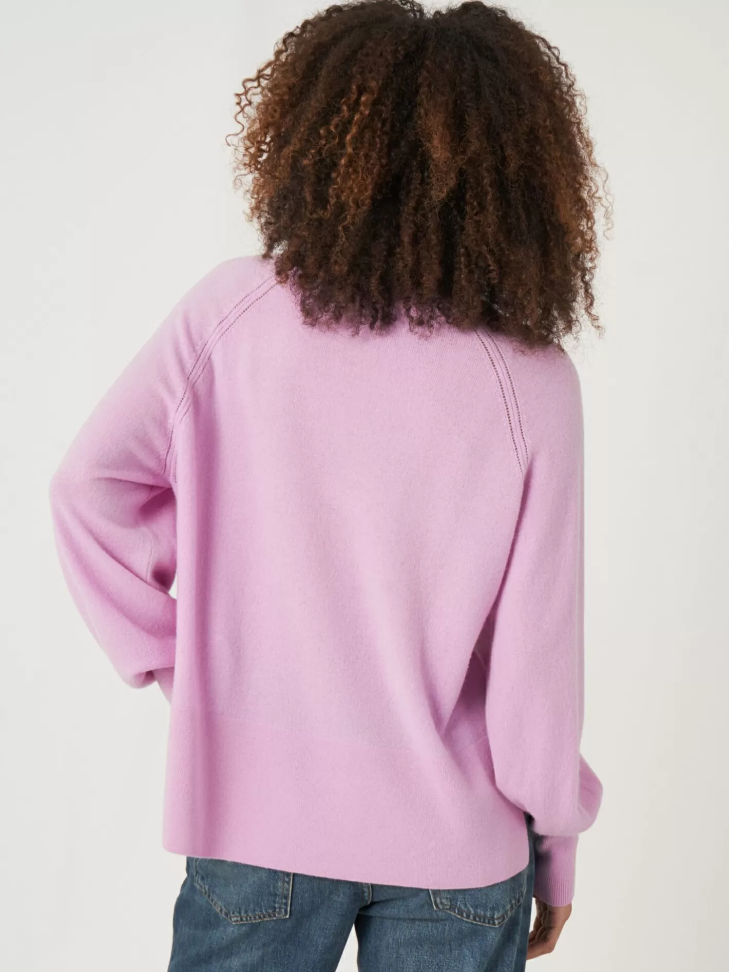 Sweaters<REPEAT cashmere Cashmere Raglan Sweater With High Ribbed Hem And Side Slit Candy