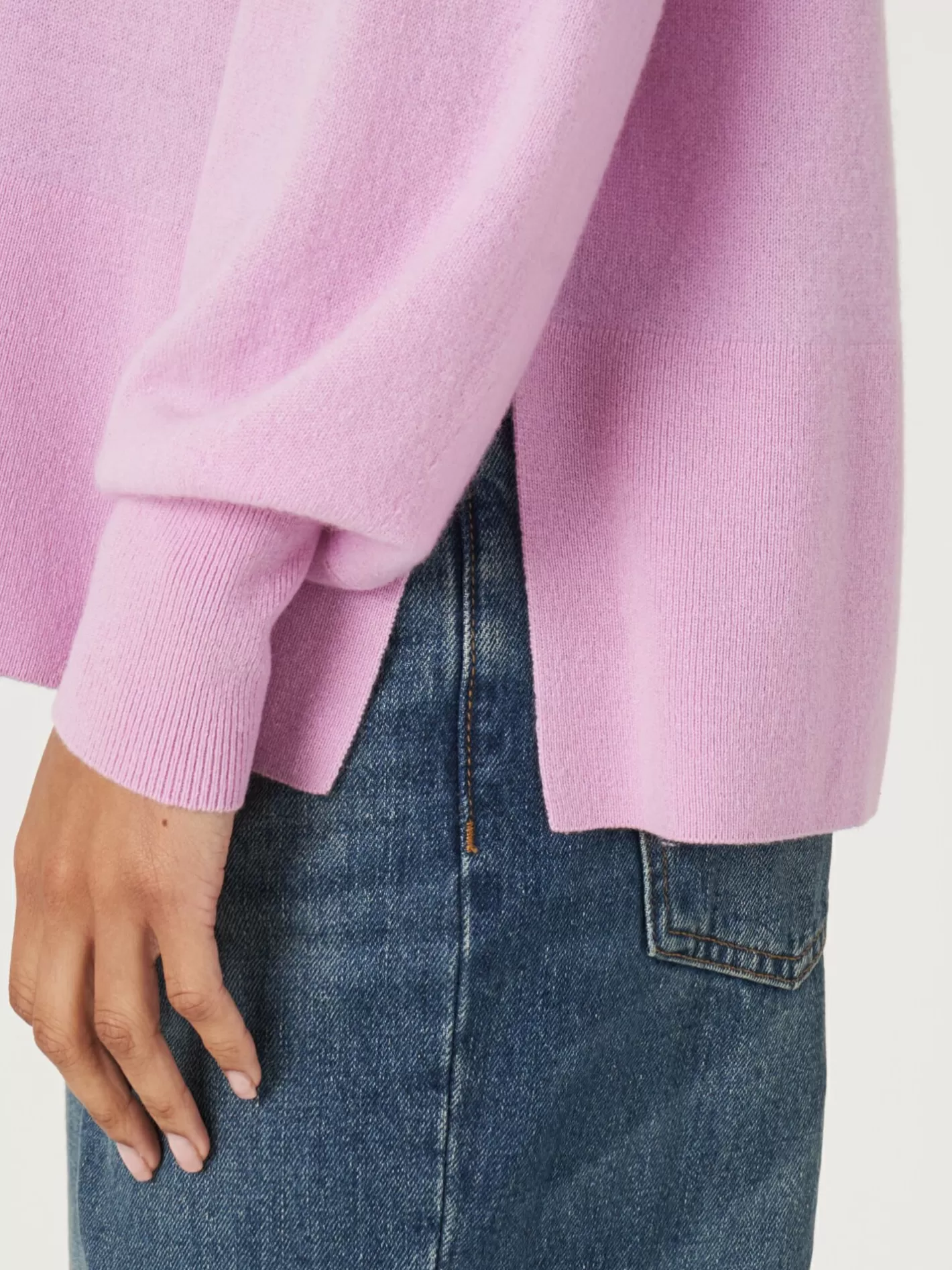Sweaters<REPEAT cashmere Cashmere Raglan Sweater With High Ribbed Hem And Side Slit Candy
