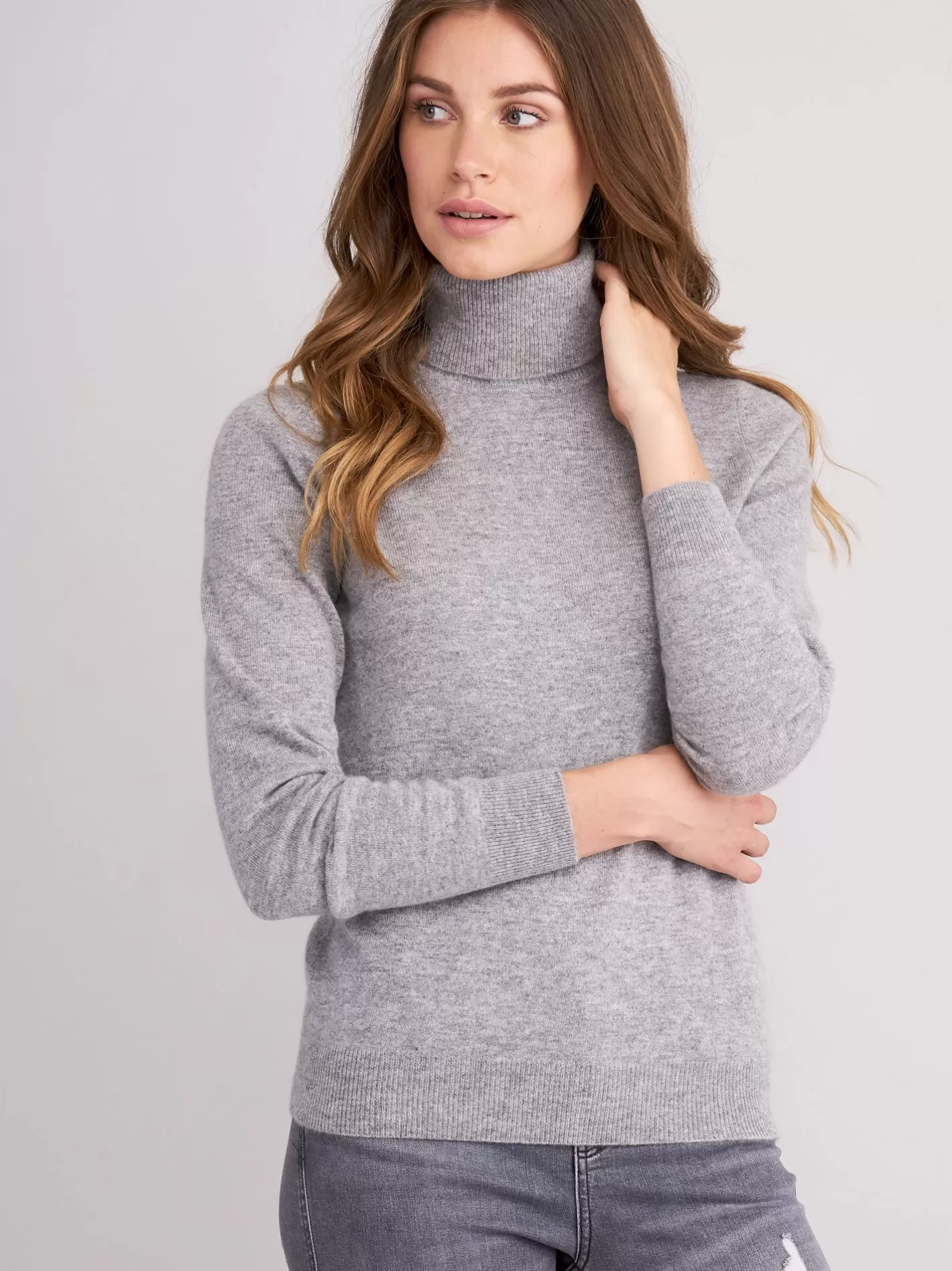 Sweaters<REPEAT cashmere Cashmere Roll Neck Sweater Light Grey