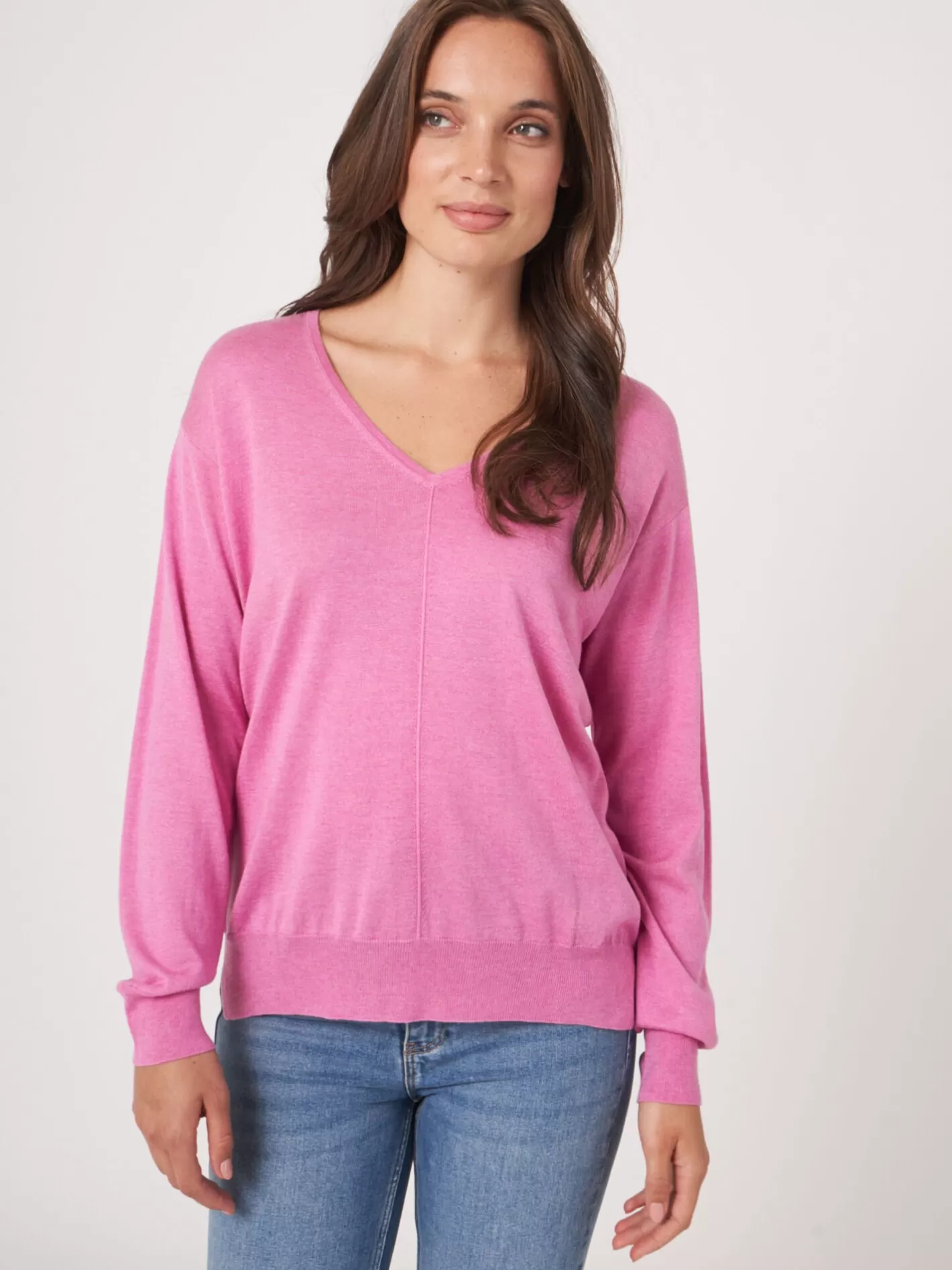 Sweaters<REPEAT cashmere Cashmere Silk Blend V-Neck Sweater Blossom