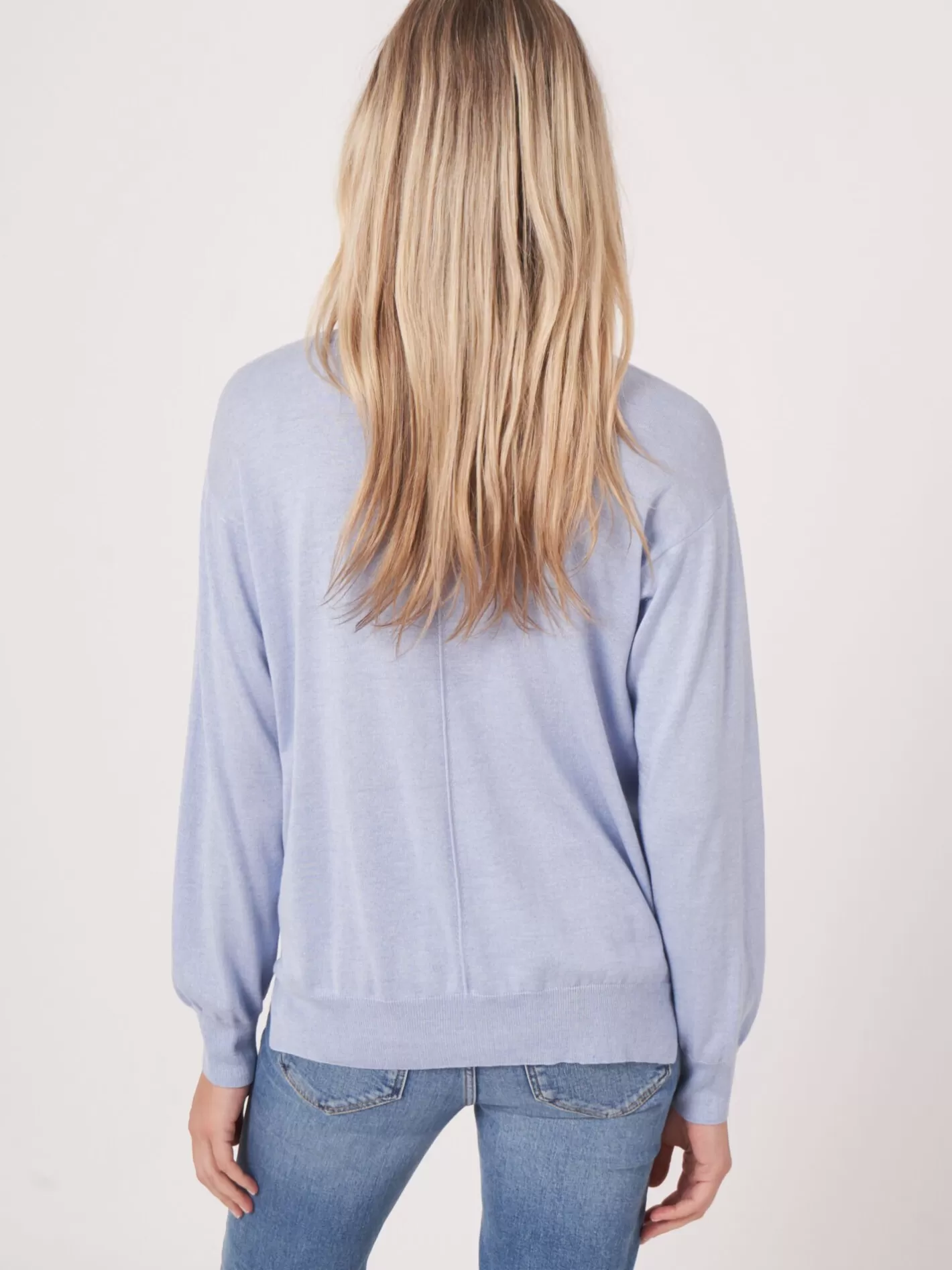 Sweaters<REPEAT cashmere Cashmere Silk Blend V-Neck Sweater Sky