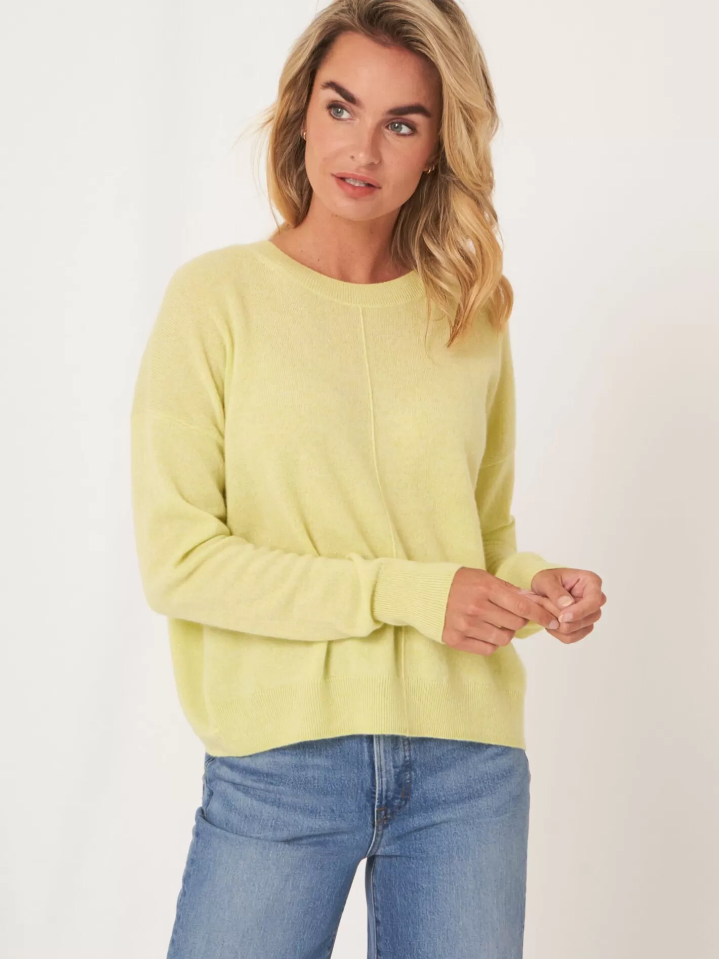 Organic Cashmere<REPEAT cashmere Casual Organic Cashmere Sweater With Buttoned Back Soda