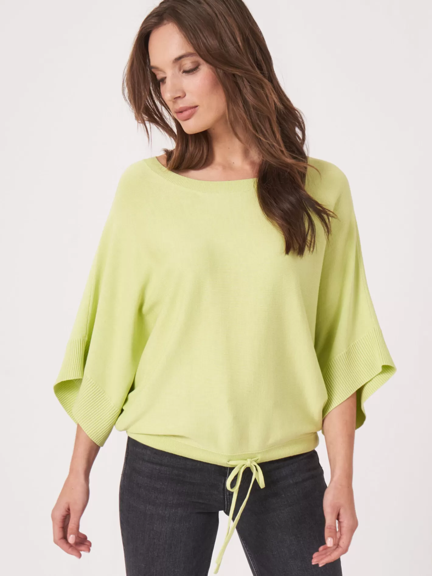 Sweaters<REPEAT cashmere Cotton Blend Poncho Sweater With Drawstring Soda