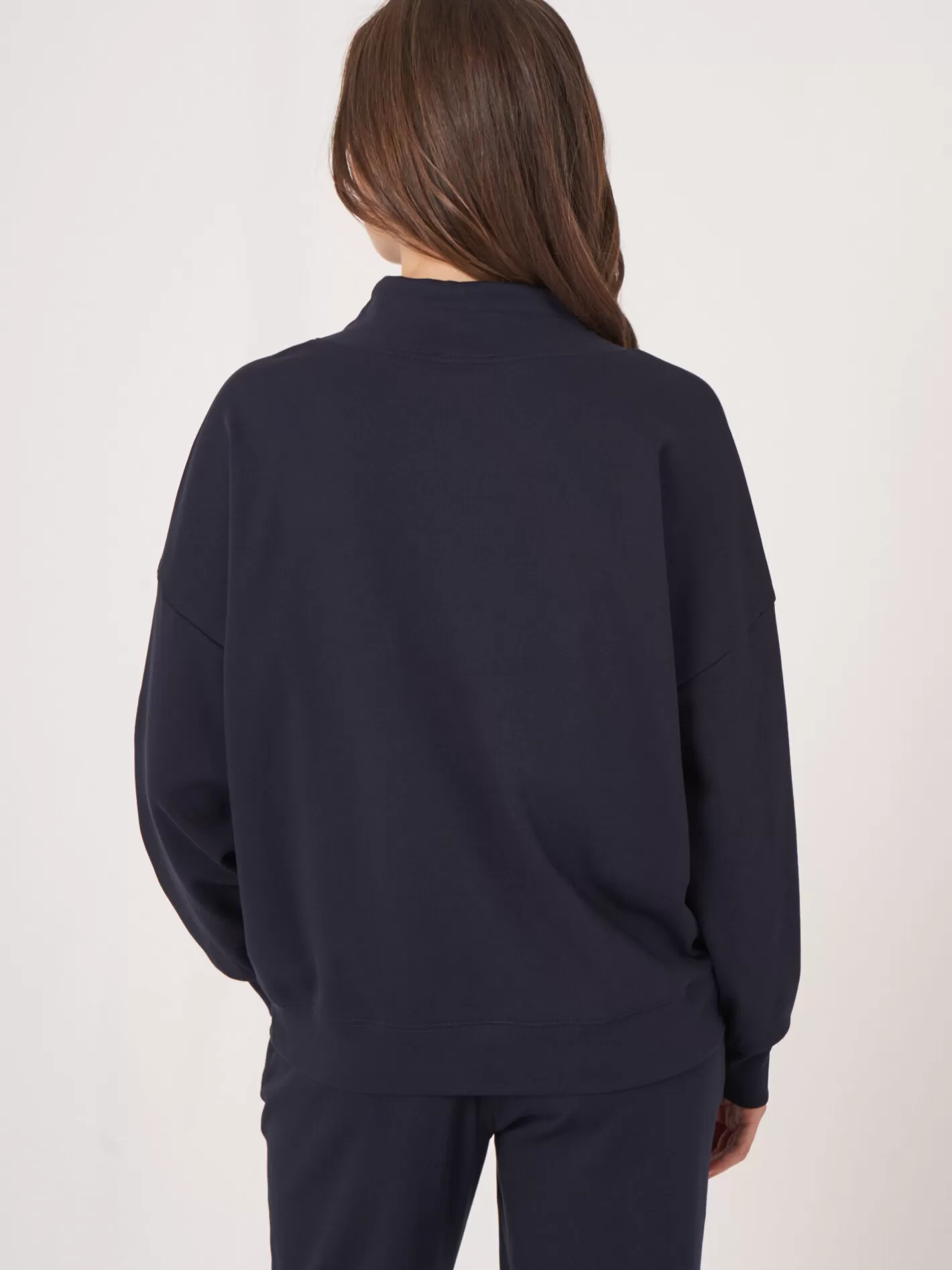 Tops<REPEAT cashmere Cotton Blend Sweatshirt With Drawstring Navy