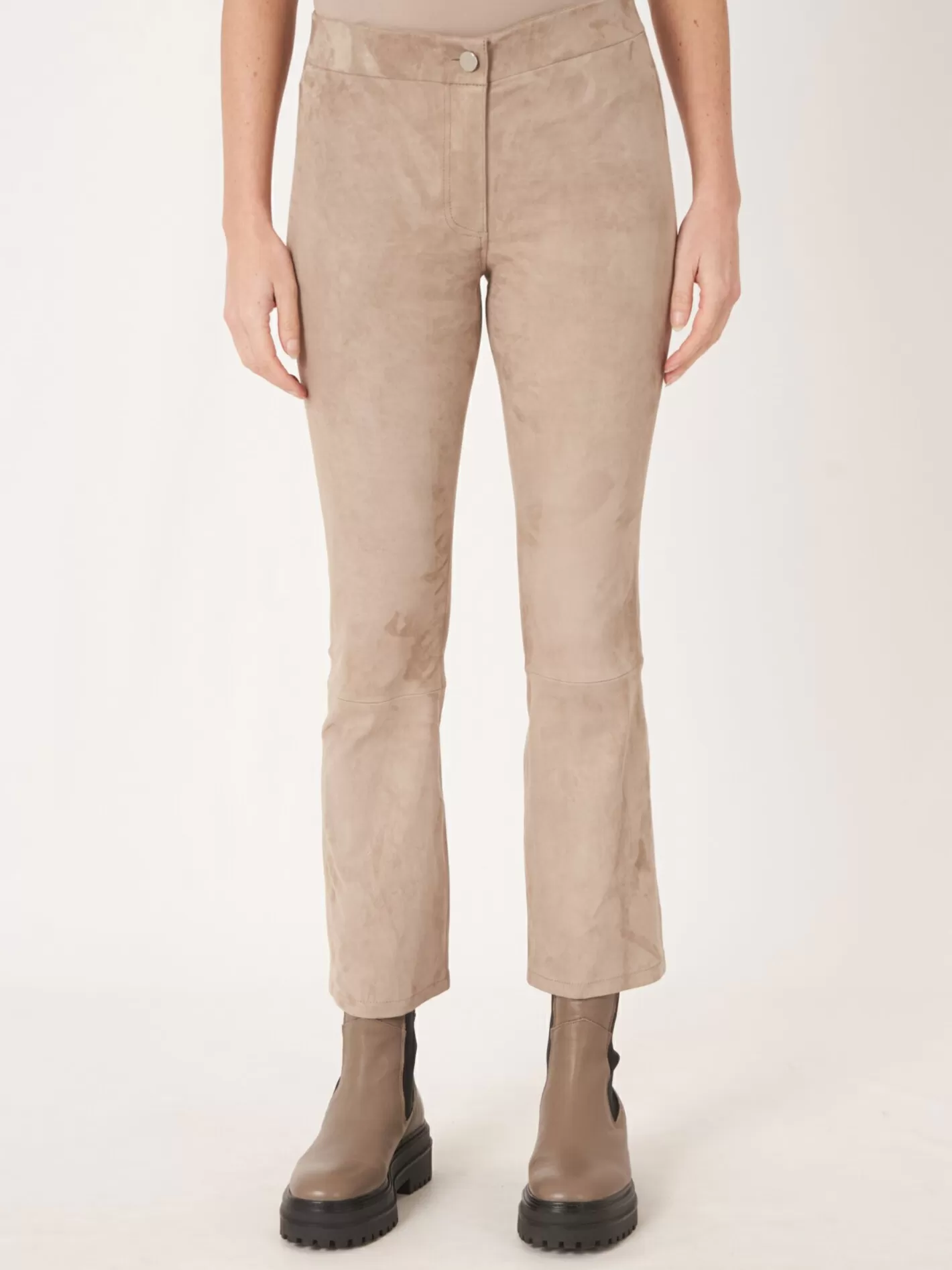 Pants<REPEAT cashmere Cropped Bootcut Suede Pants Taupe