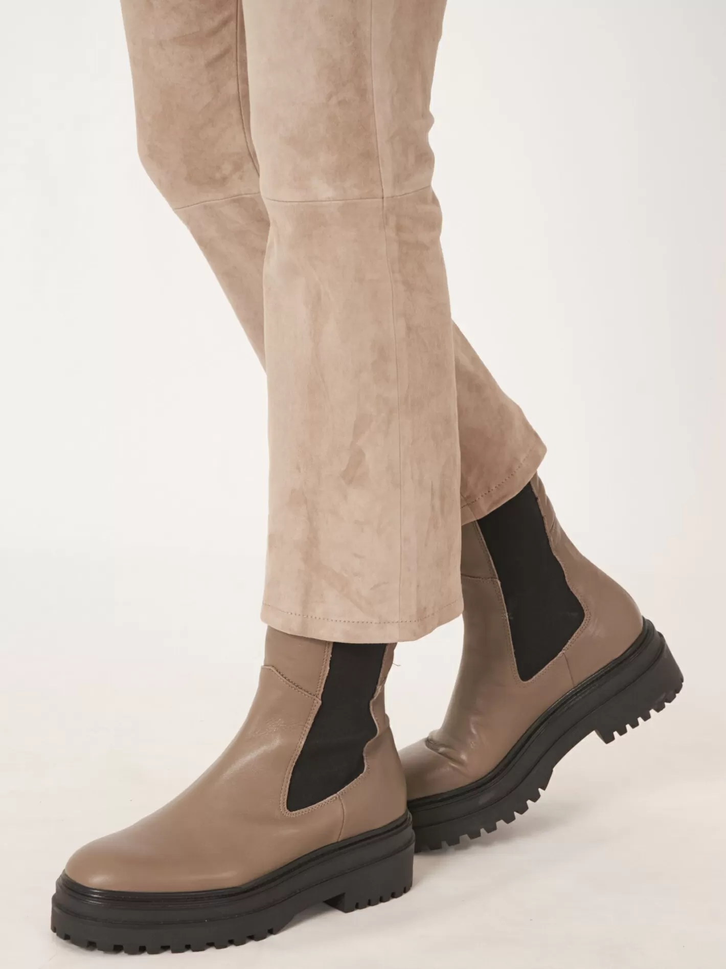 Pants<REPEAT cashmere Cropped Bootcut Suede Pants Taupe