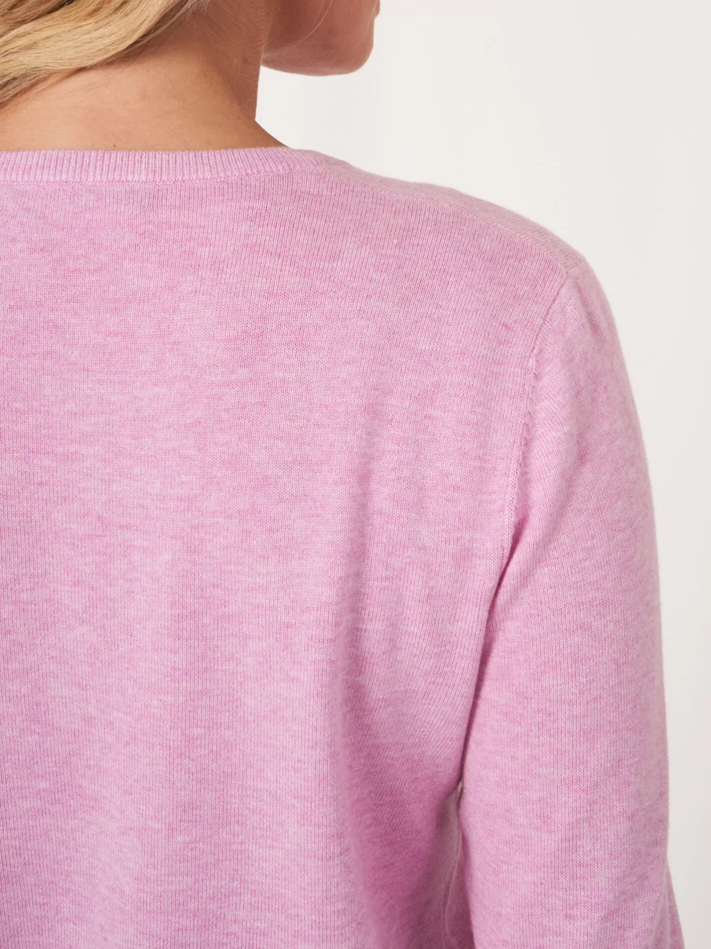 Cardigans<REPEAT cashmere Cropped Cardigan With Crew Neck In Organic Cotton Blend Orchid