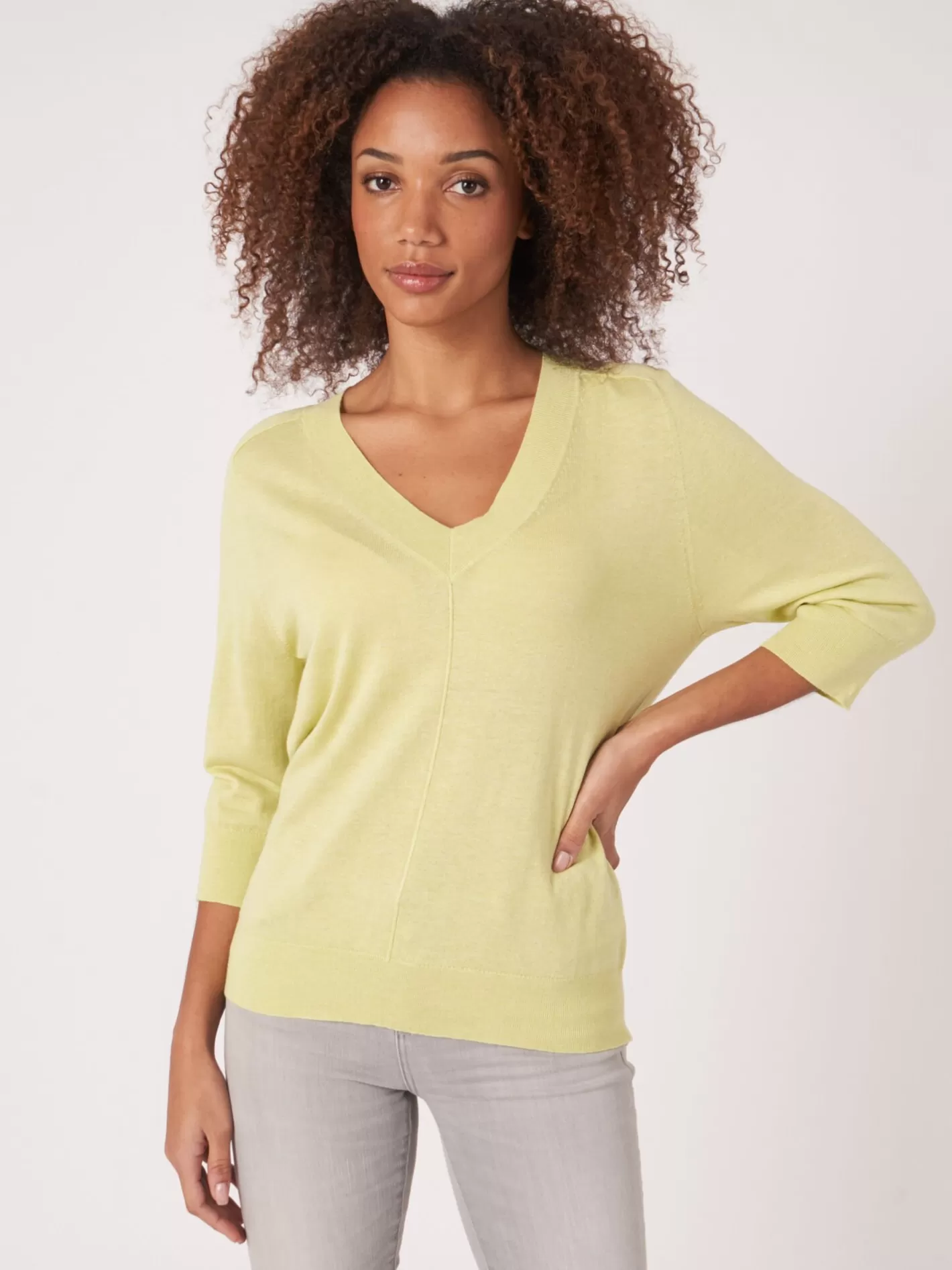 Sweaters<REPEAT cashmere Elbow Sleeve Cashmere Silk Blend Sweater Soda