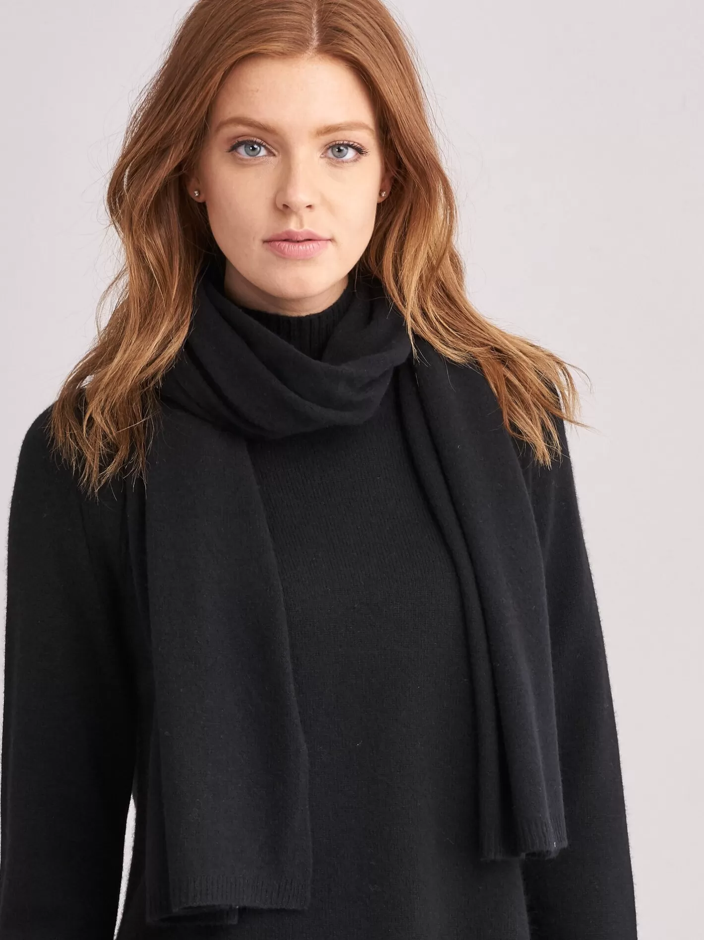 Organic Cashmere<REPEAT cashmere Fine Knit Organic Cashmere Scarf Black