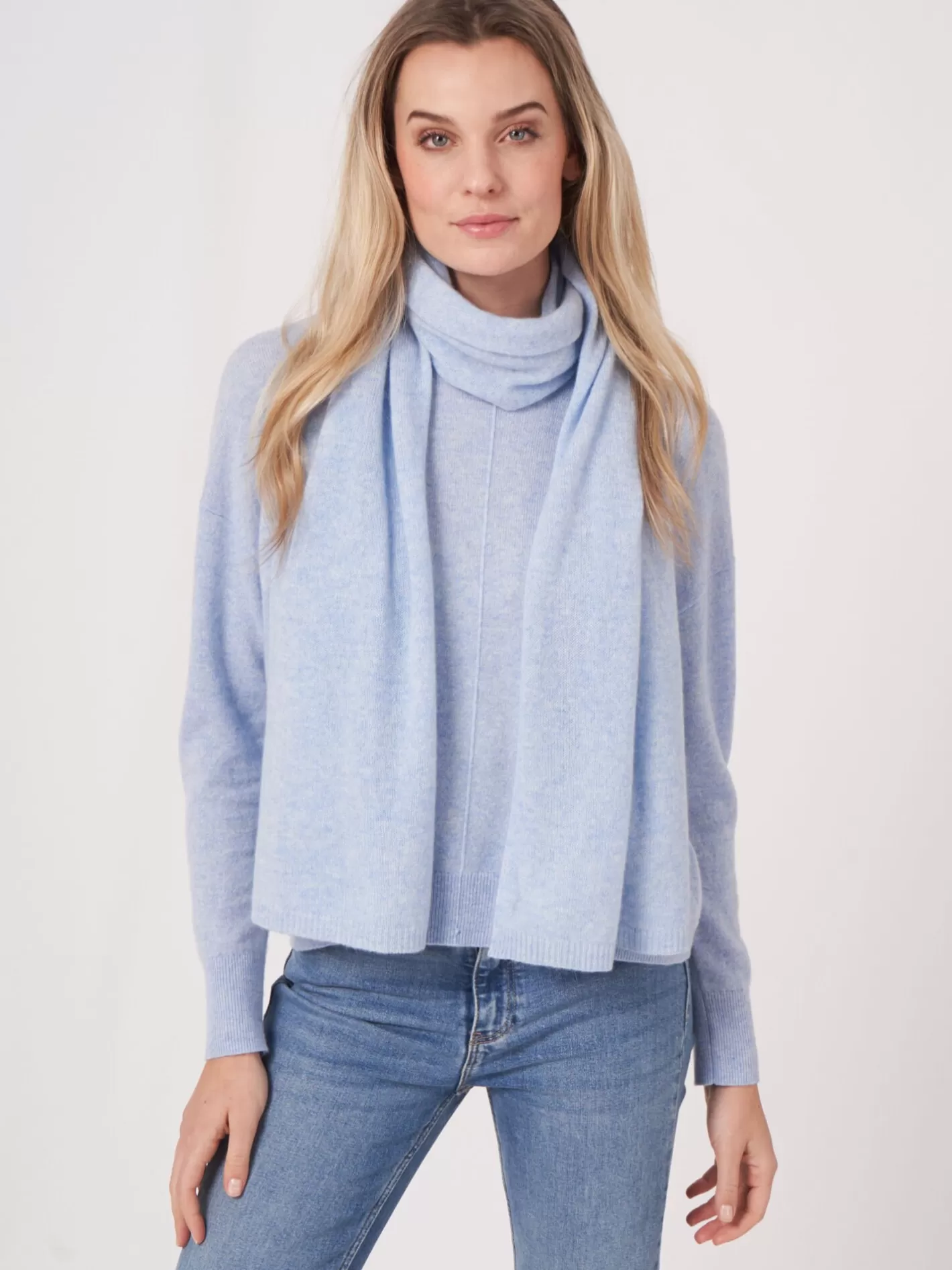 Organic Cashmere<REPEAT cashmere Fine Knit Organic Cashmere Scarf Sky