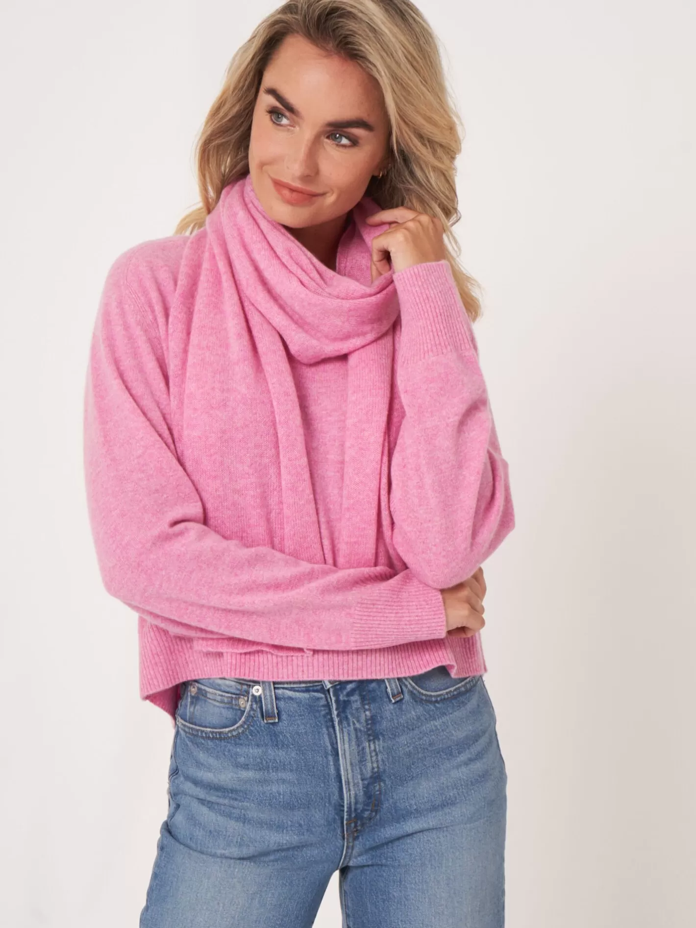 Organic Cashmere<REPEAT cashmere Fine Knit Organic Cashmere Scarf Blossom