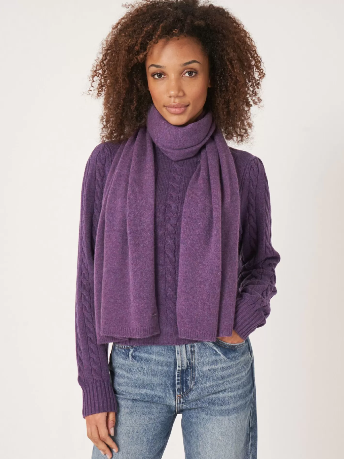 Scarves<REPEAT cashmere Fine Knit Organic Cashmere Scarf Amethyst