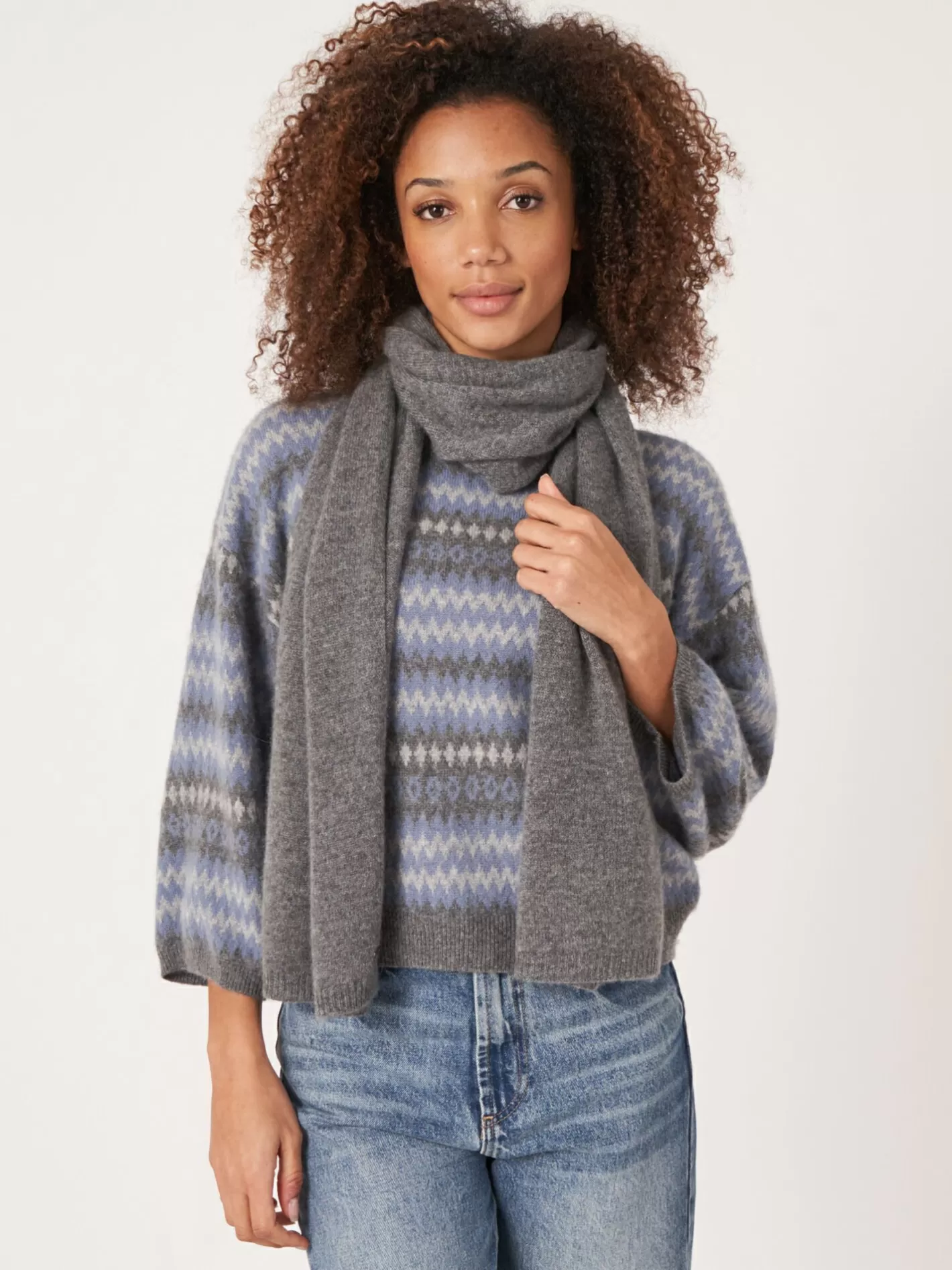 Scarves<REPEAT cashmere Fine Knit Organic Cashmere Scarf Med Grey