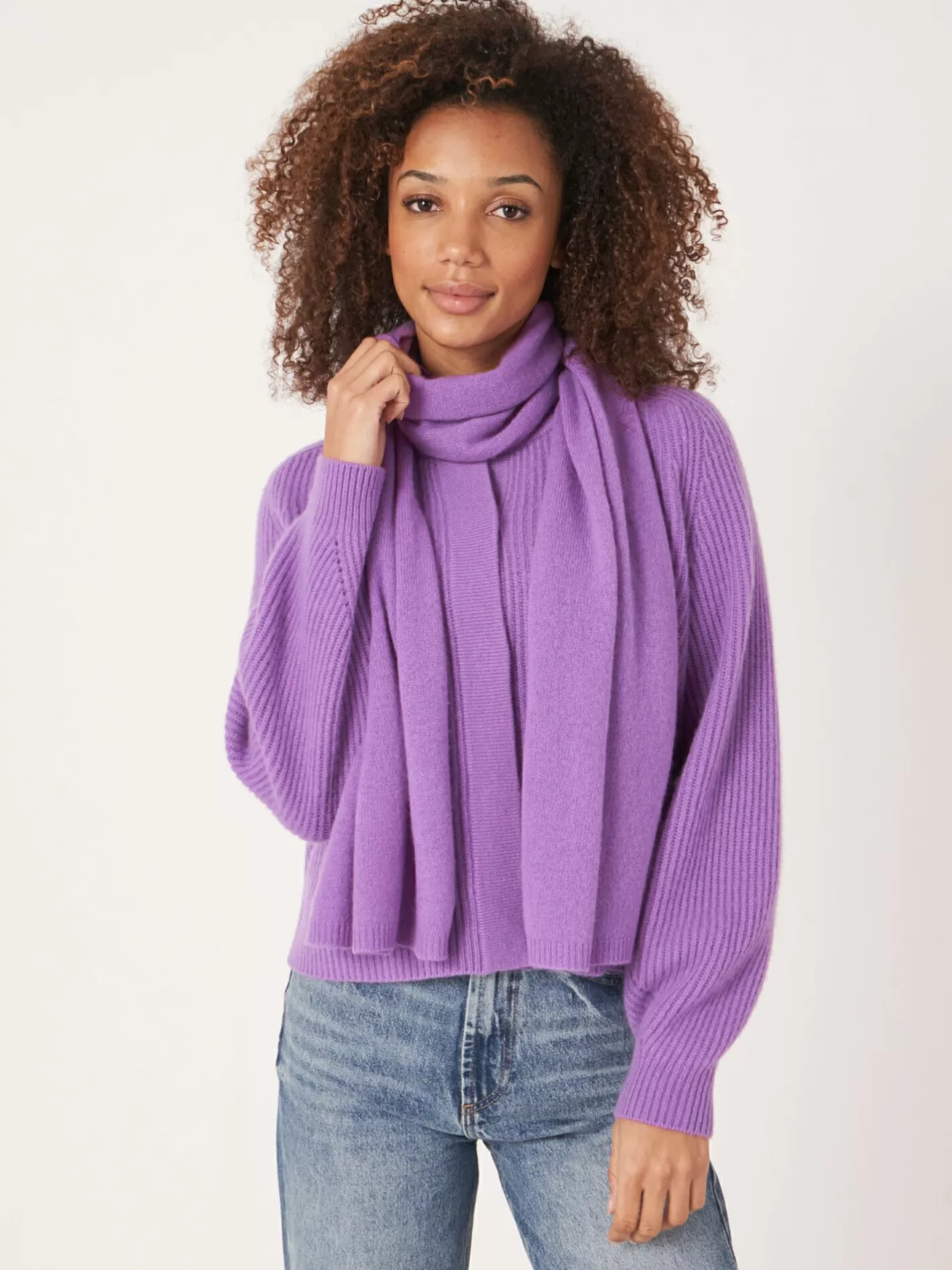 Scarves<REPEAT cashmere Fine Knit Organic Cashmere Scarf Lilac