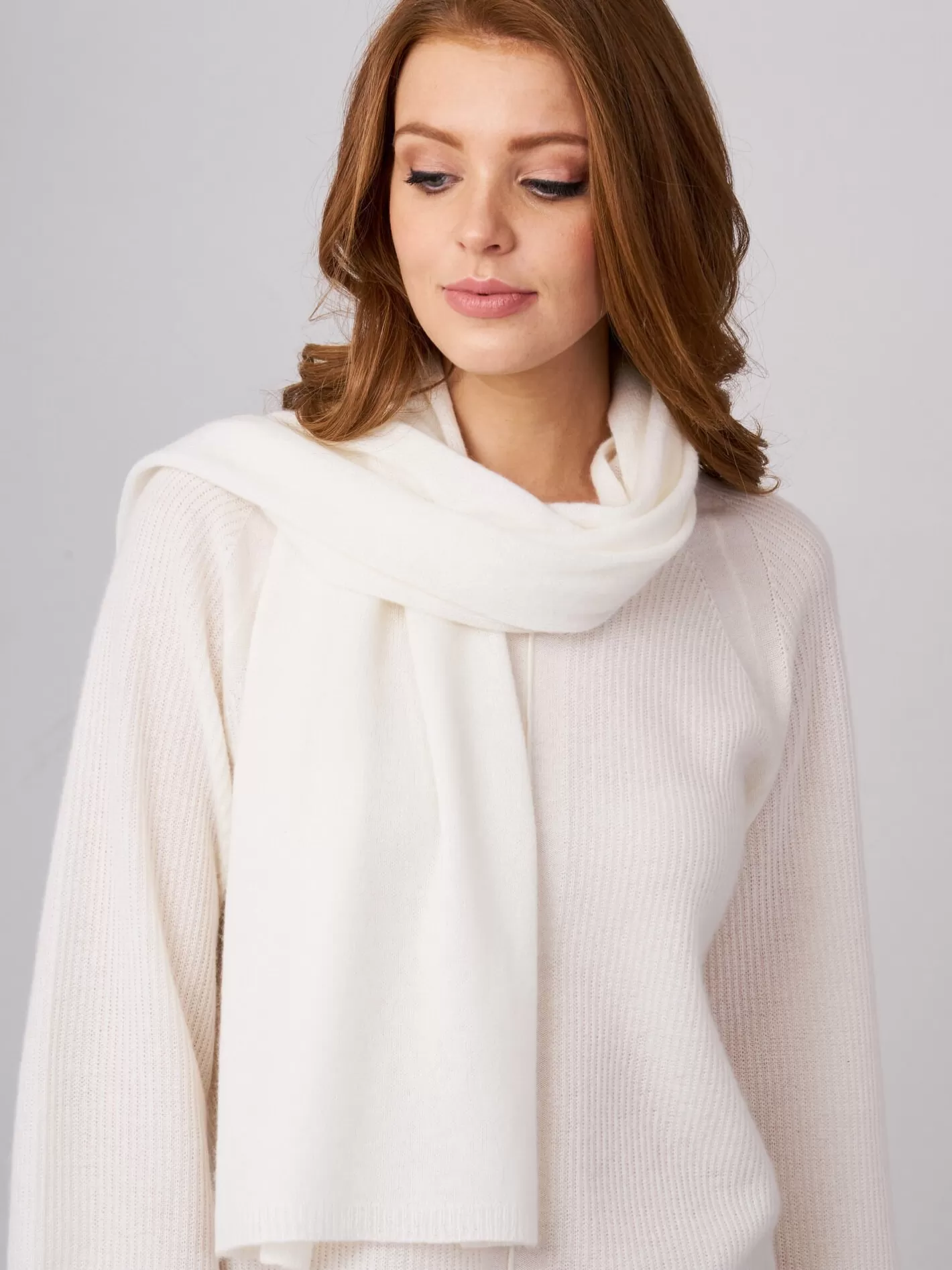 Organic Cashmere<REPEAT cashmere Fine Knit Organic Cashmere Scarf Cream