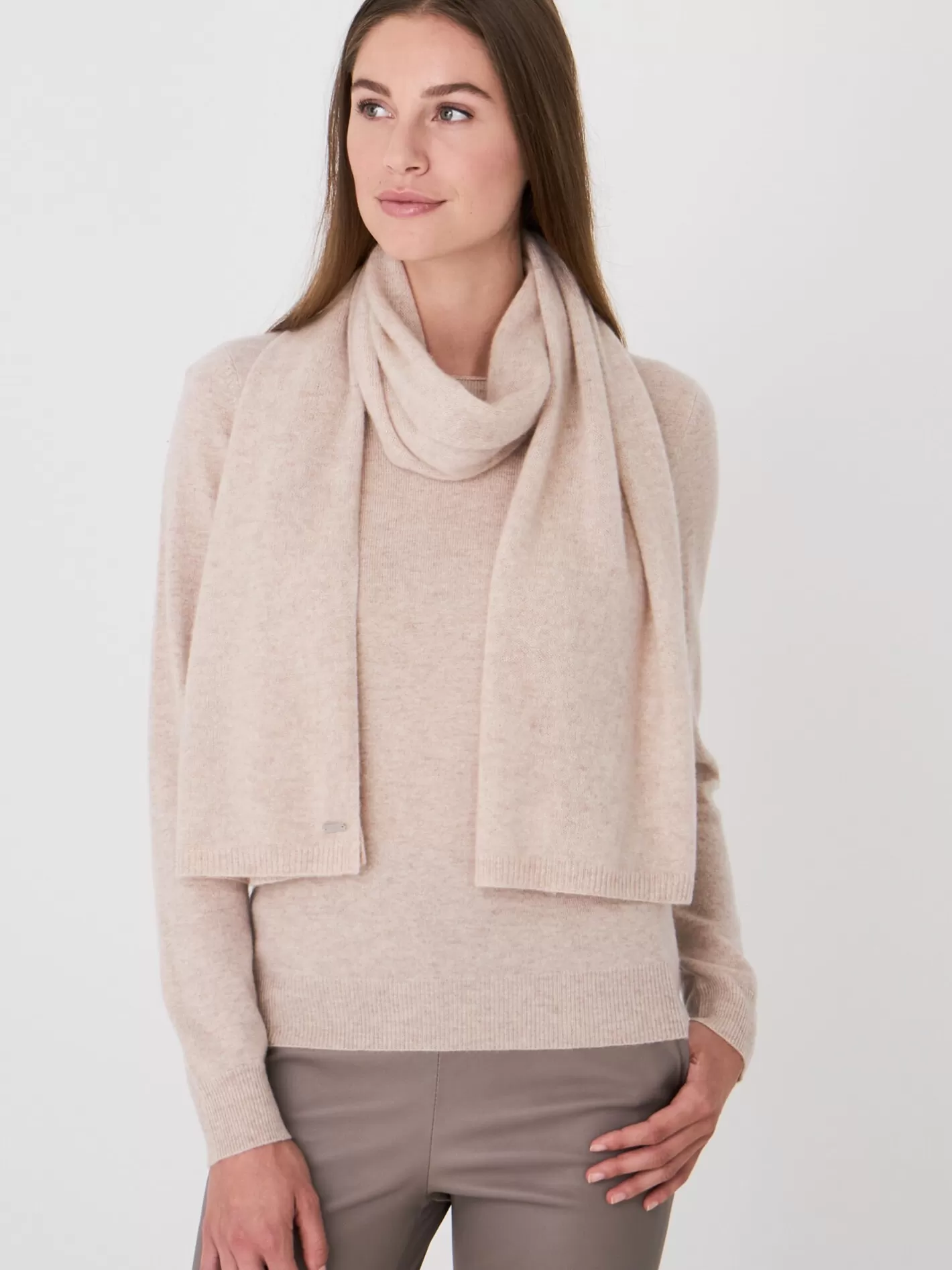 Organic Cashmere<REPEAT cashmere Fine Knit Organic Cashmere Scarf Beige