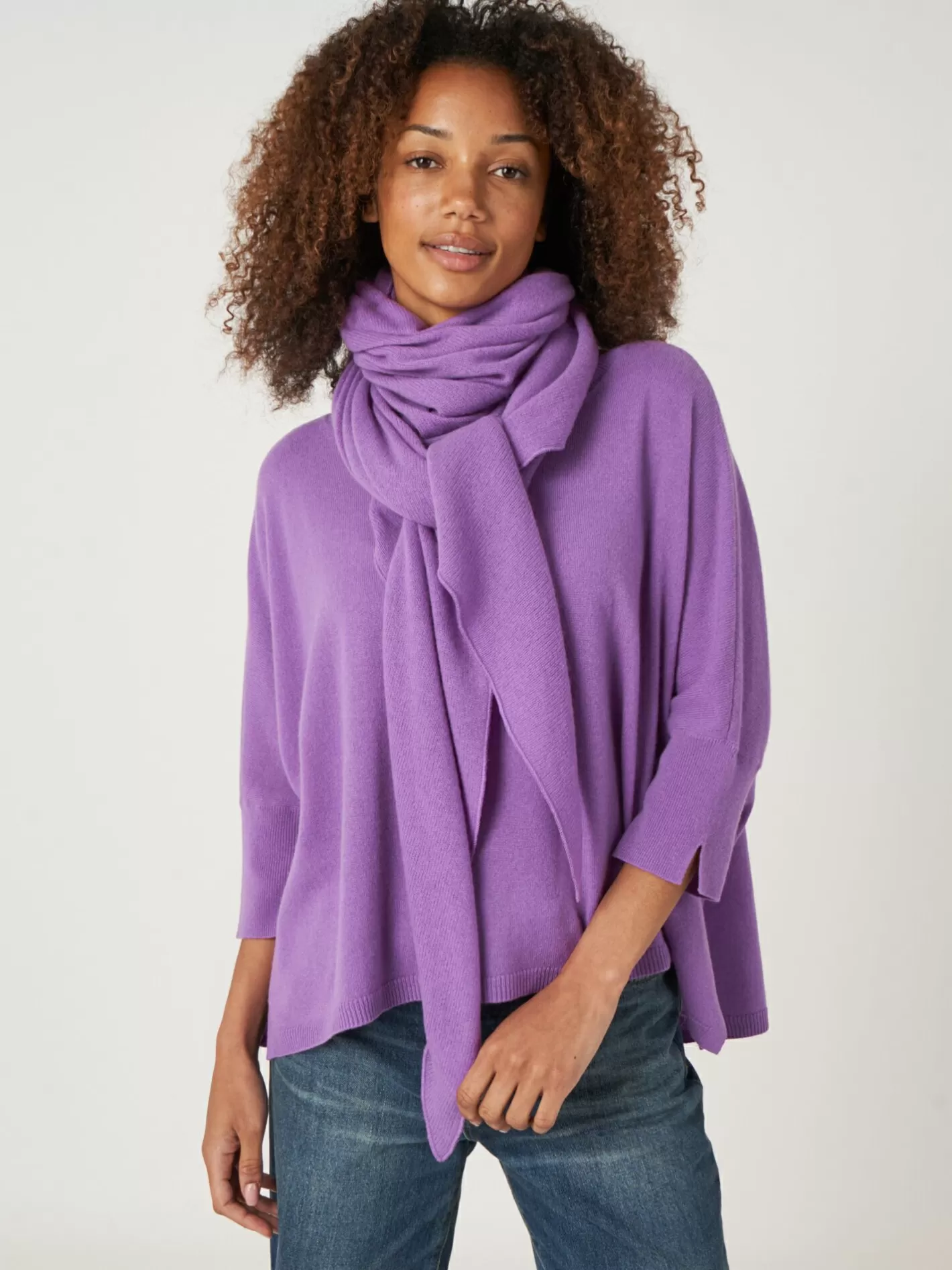 Scarves<REPEAT cashmere Fine Knit Organic Cashmere Triangular Scarf Lilac