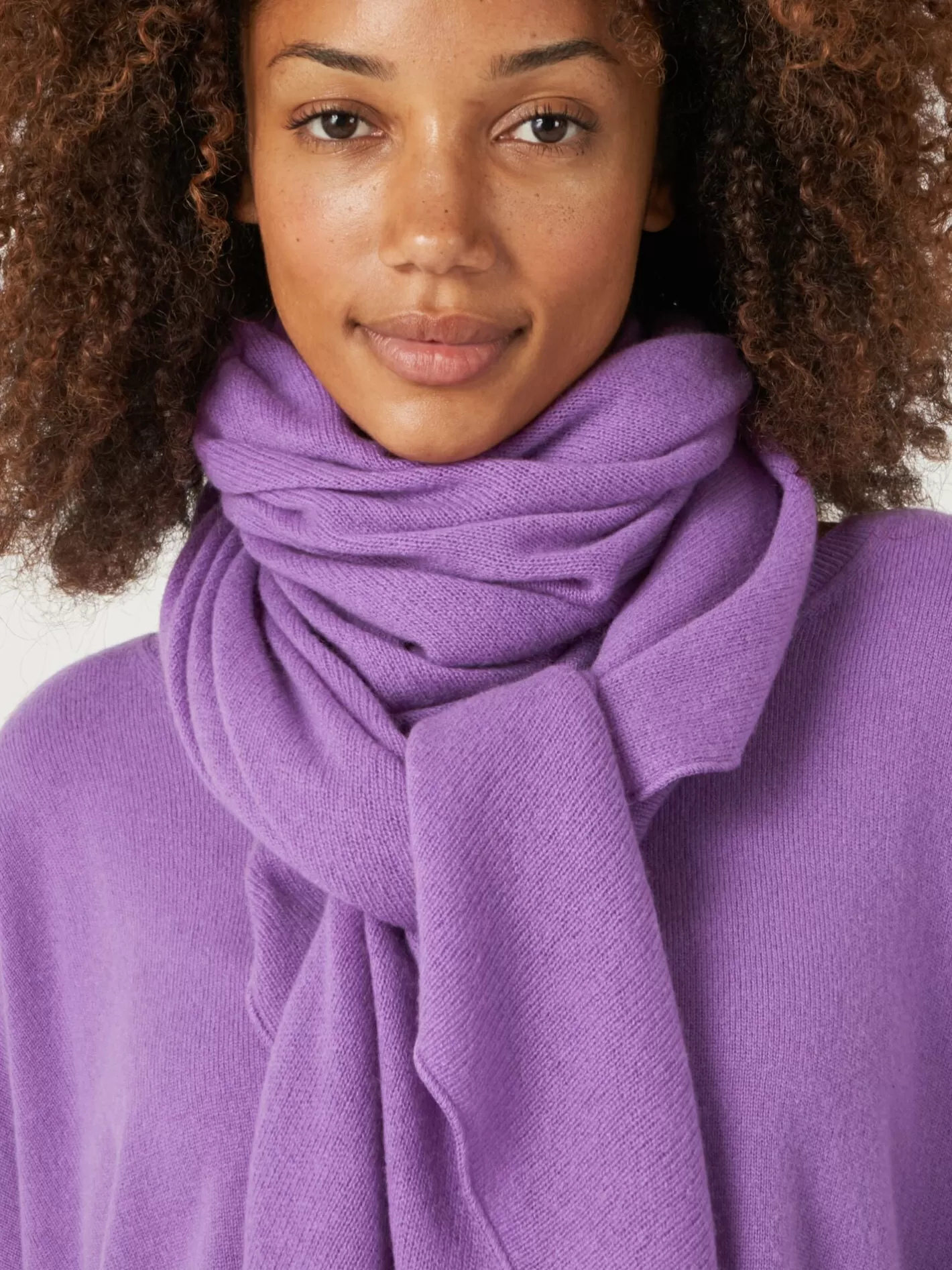 Scarves<REPEAT cashmere Fine Knit Organic Cashmere Triangular Scarf Lilac