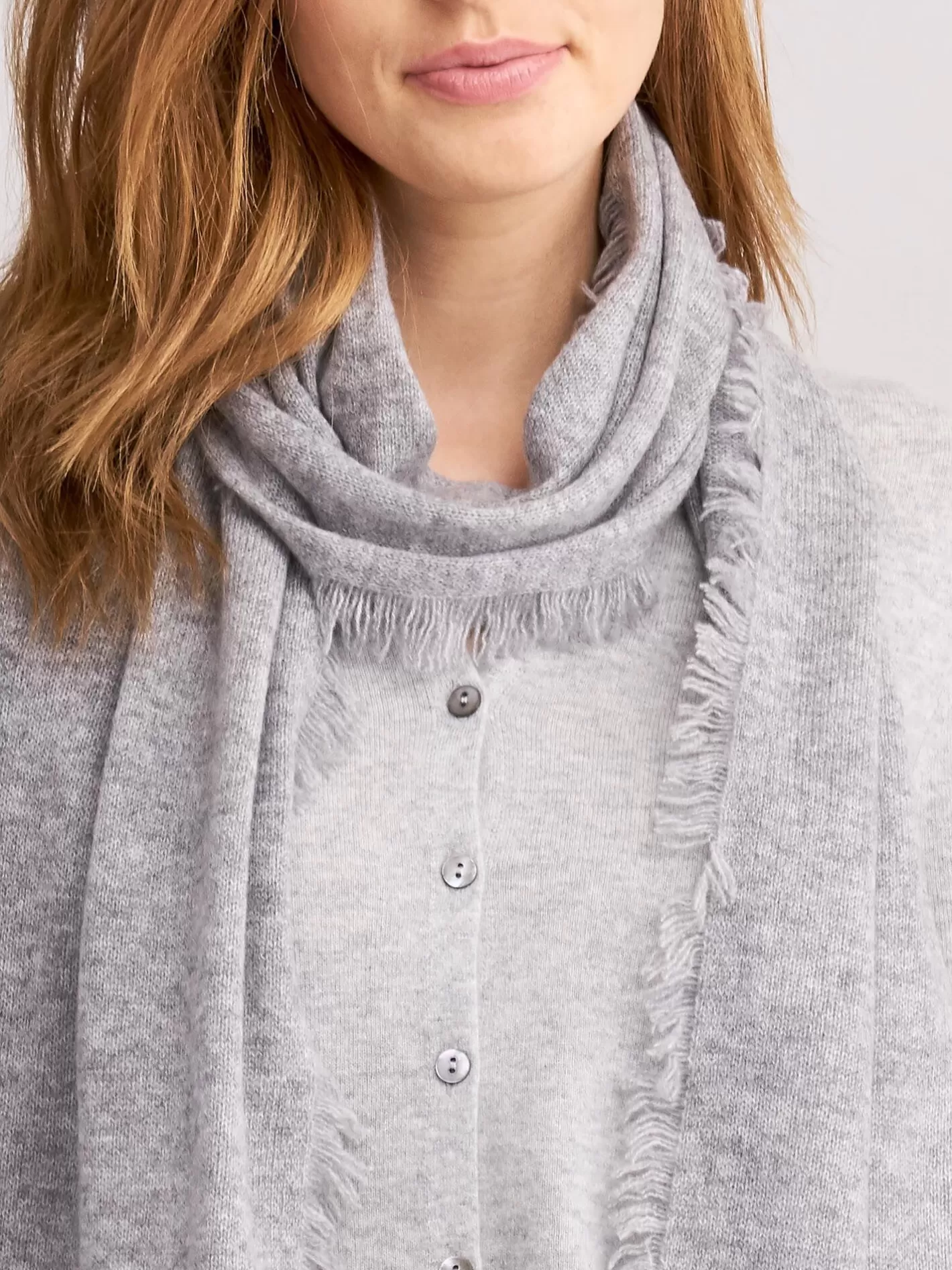 Organic Cashmere<REPEAT cashmere Fringed Organic Cashmere Scarf Light Grey